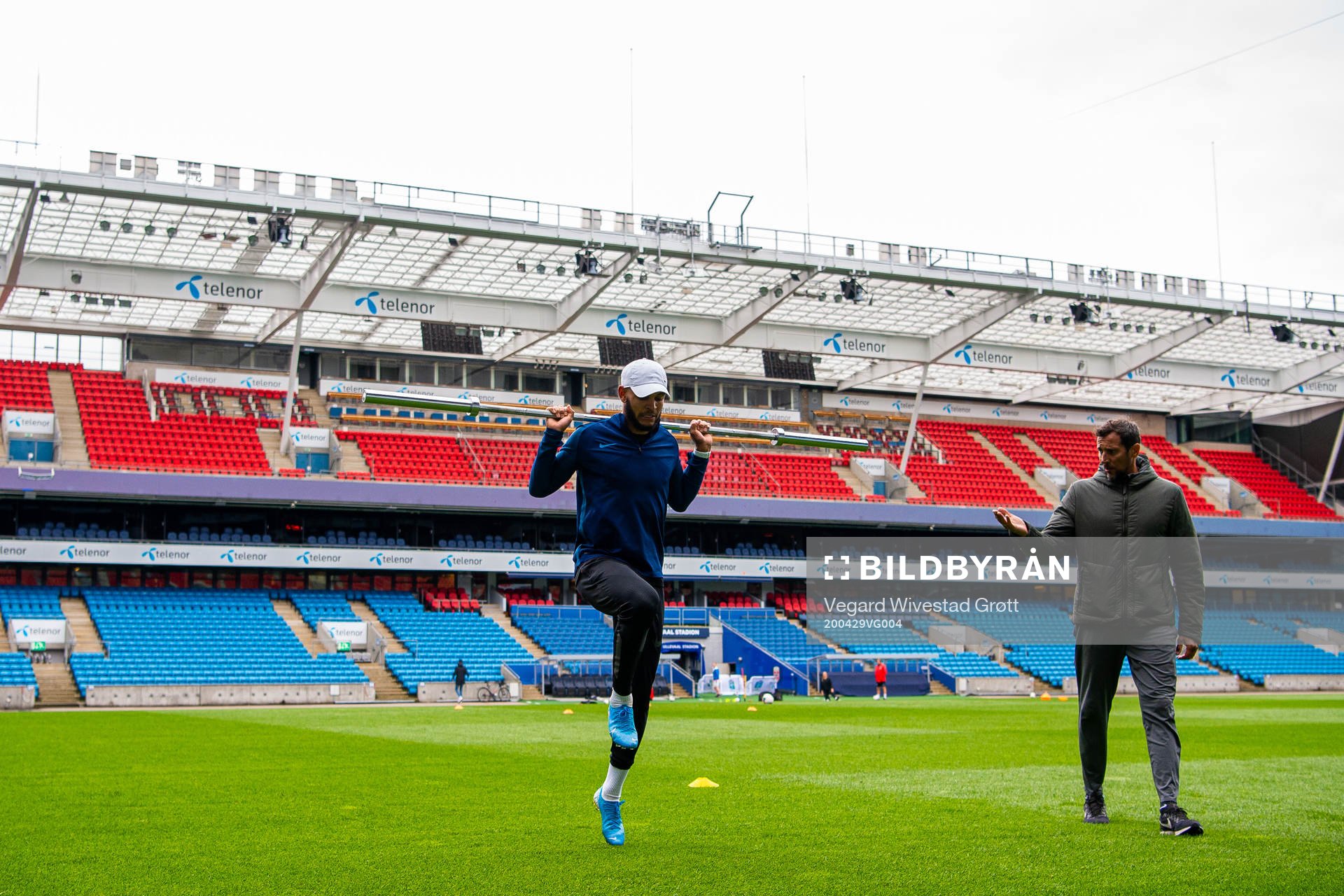Joshua King of the Norwegian national football team trains