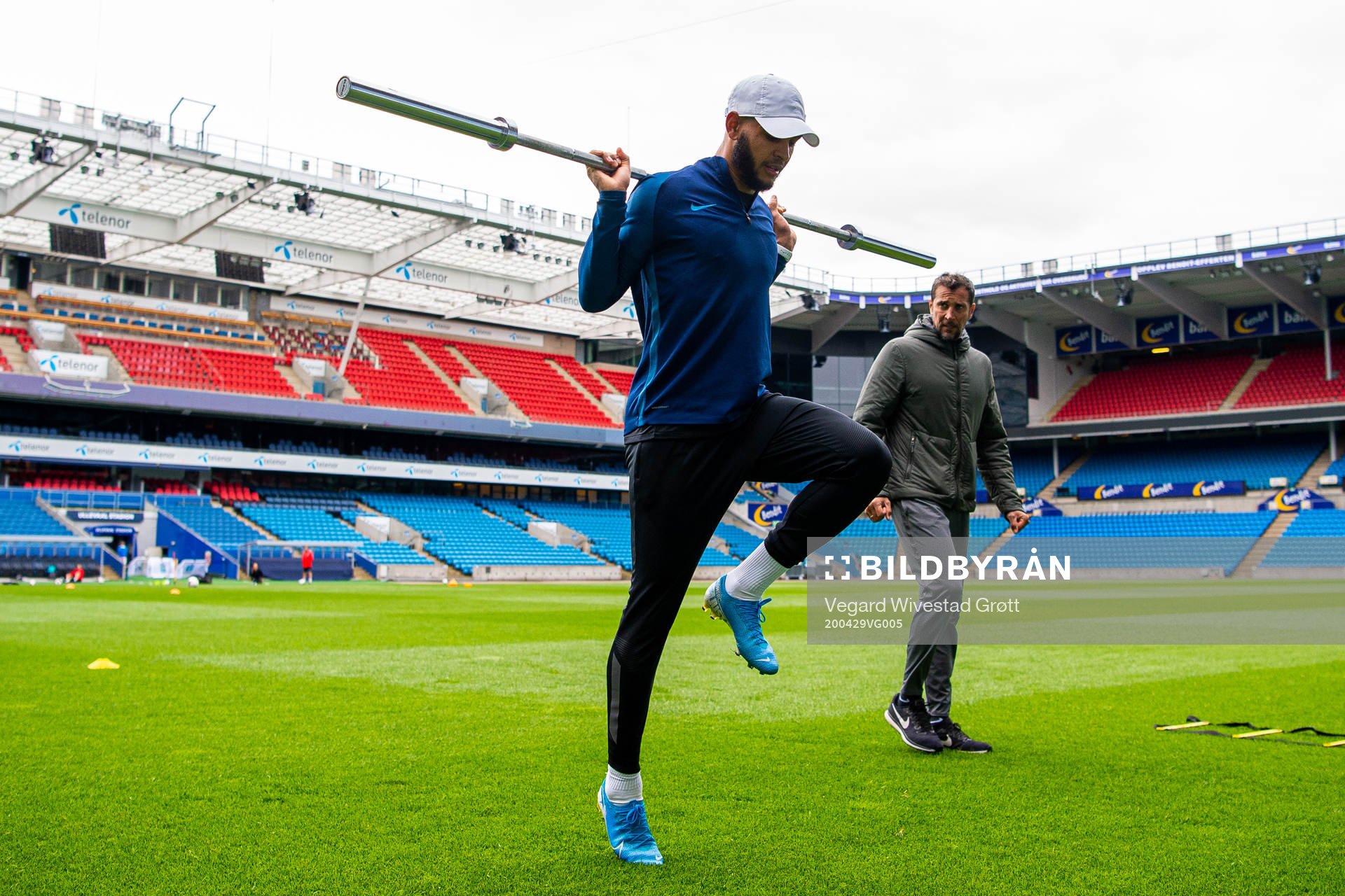 Joshua King of the Norwegian national football team trains