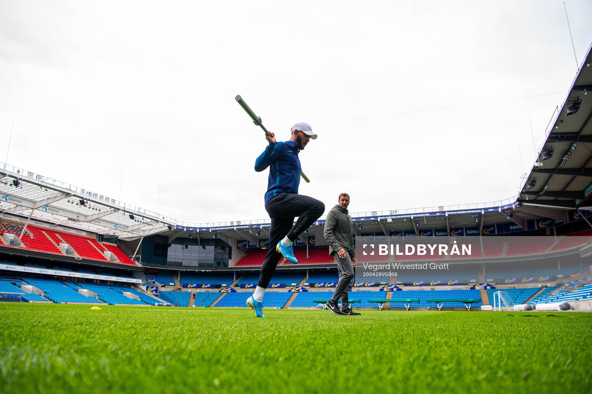 Joshua King of the Norwegian national football team trains