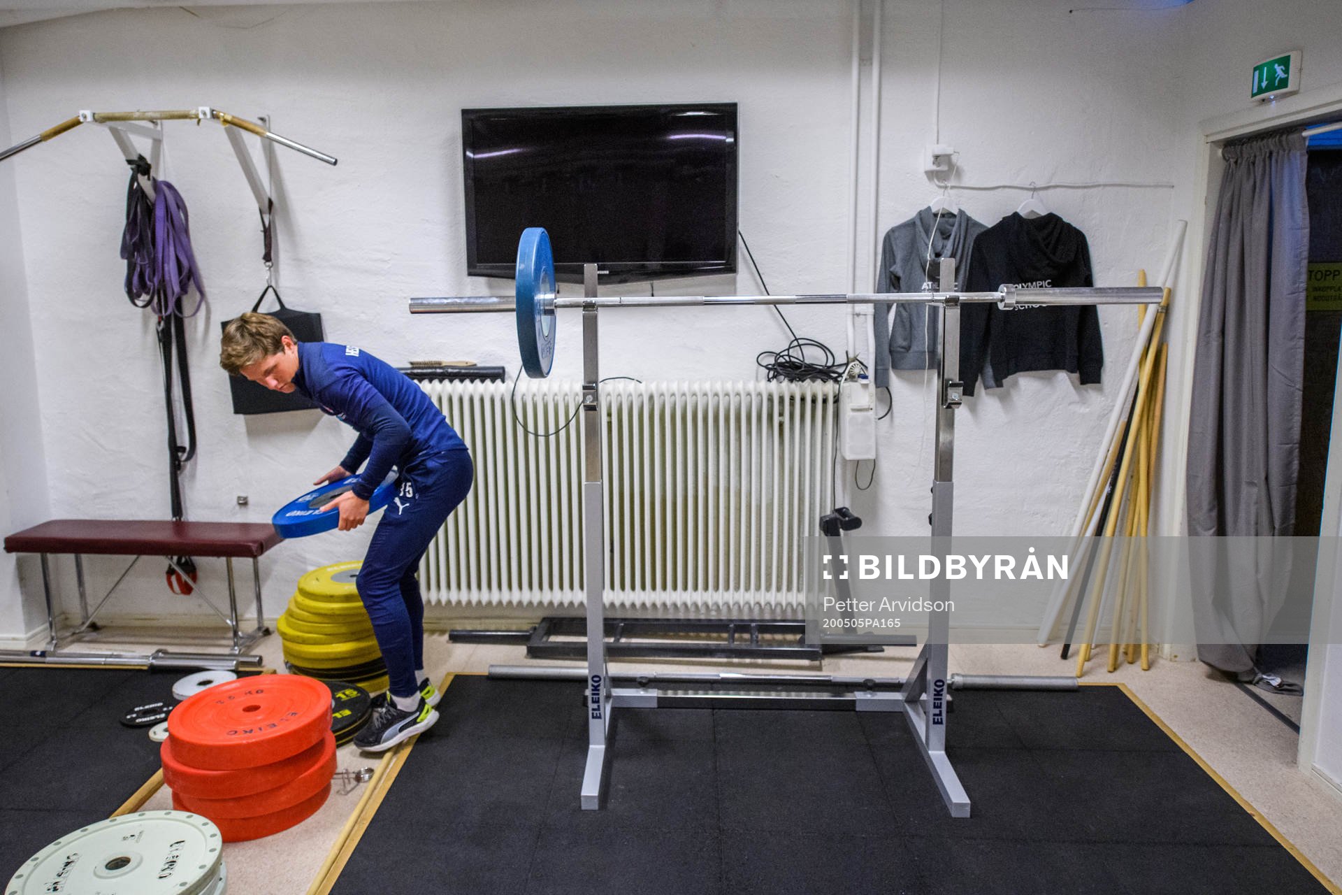 Helsingborgs Max Svensson tränar i gymmet den 5 maj 2020 i Helsingborg.