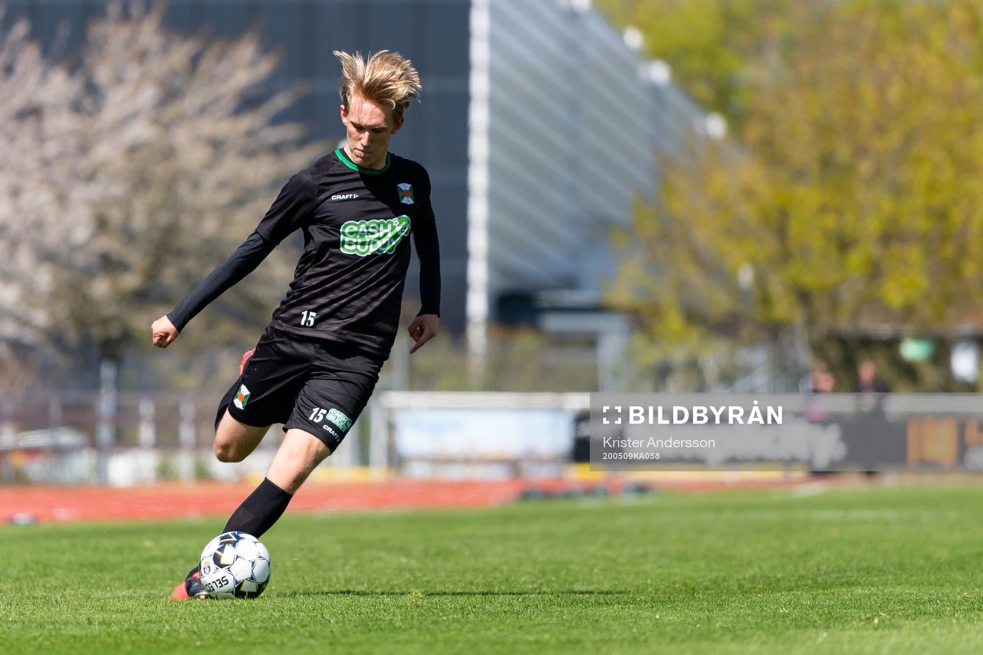 Varbergs Edwin Condrup under en fotbollsträning med Varbergs Bois den 9 maj 2020 i Varberg.