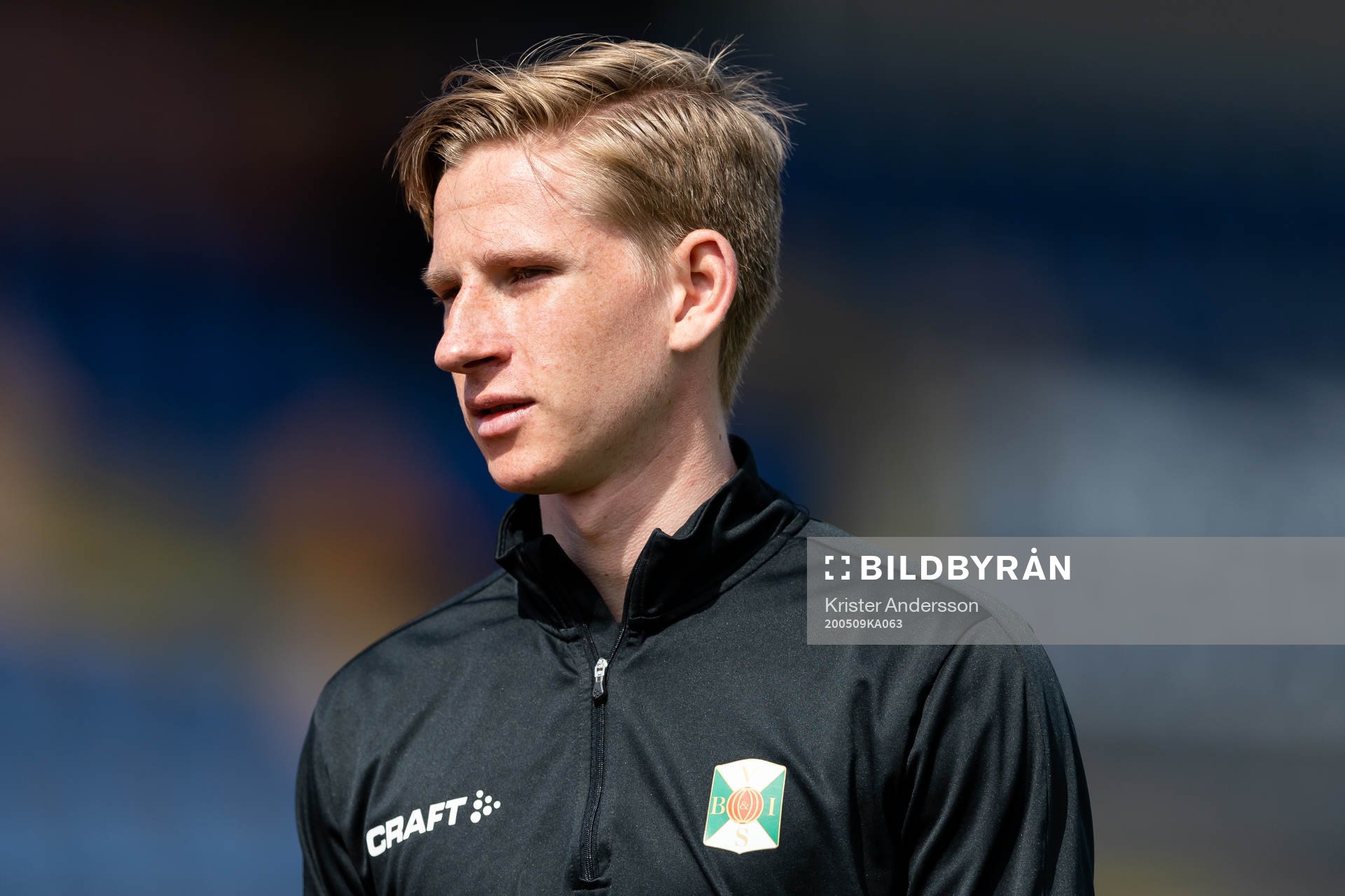 Varbergs Hampus Danielsson under en fotbollsträning med Varbergs Bois den 9 maj 2020 i Varberg.