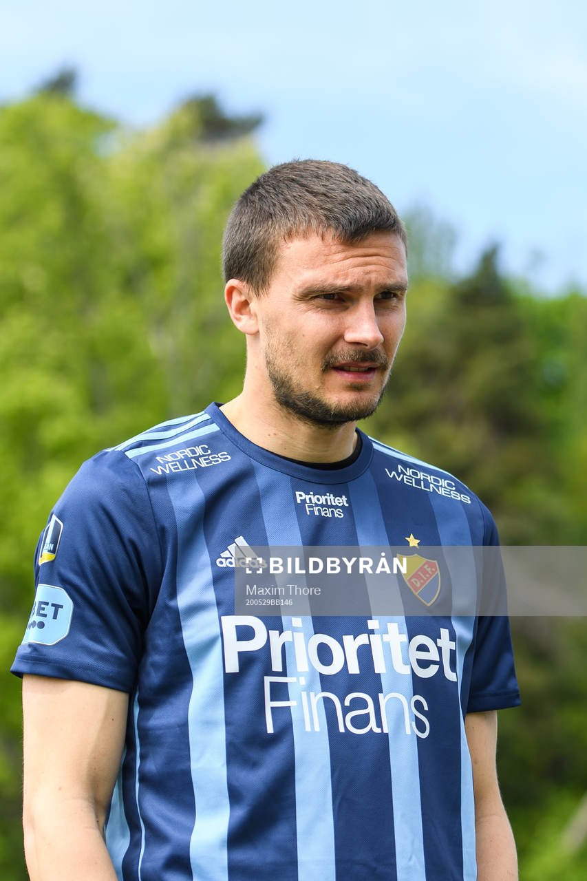 Erik Berg efter en träning med Djurgården den 29 maj 2020 i Stockholm. 