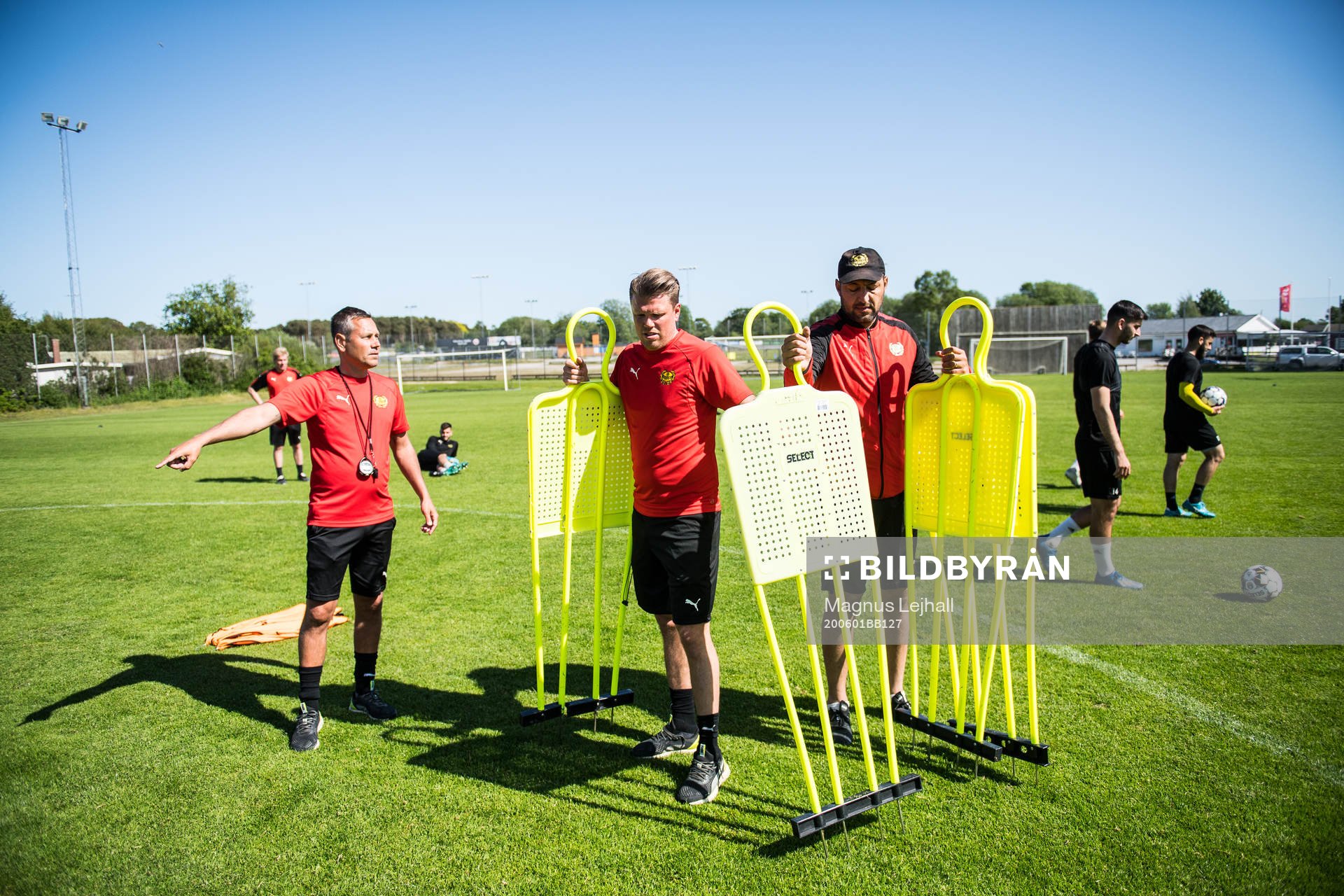 Mjällbys tränare Marcus Lantz, Christian Jardler och Juan
