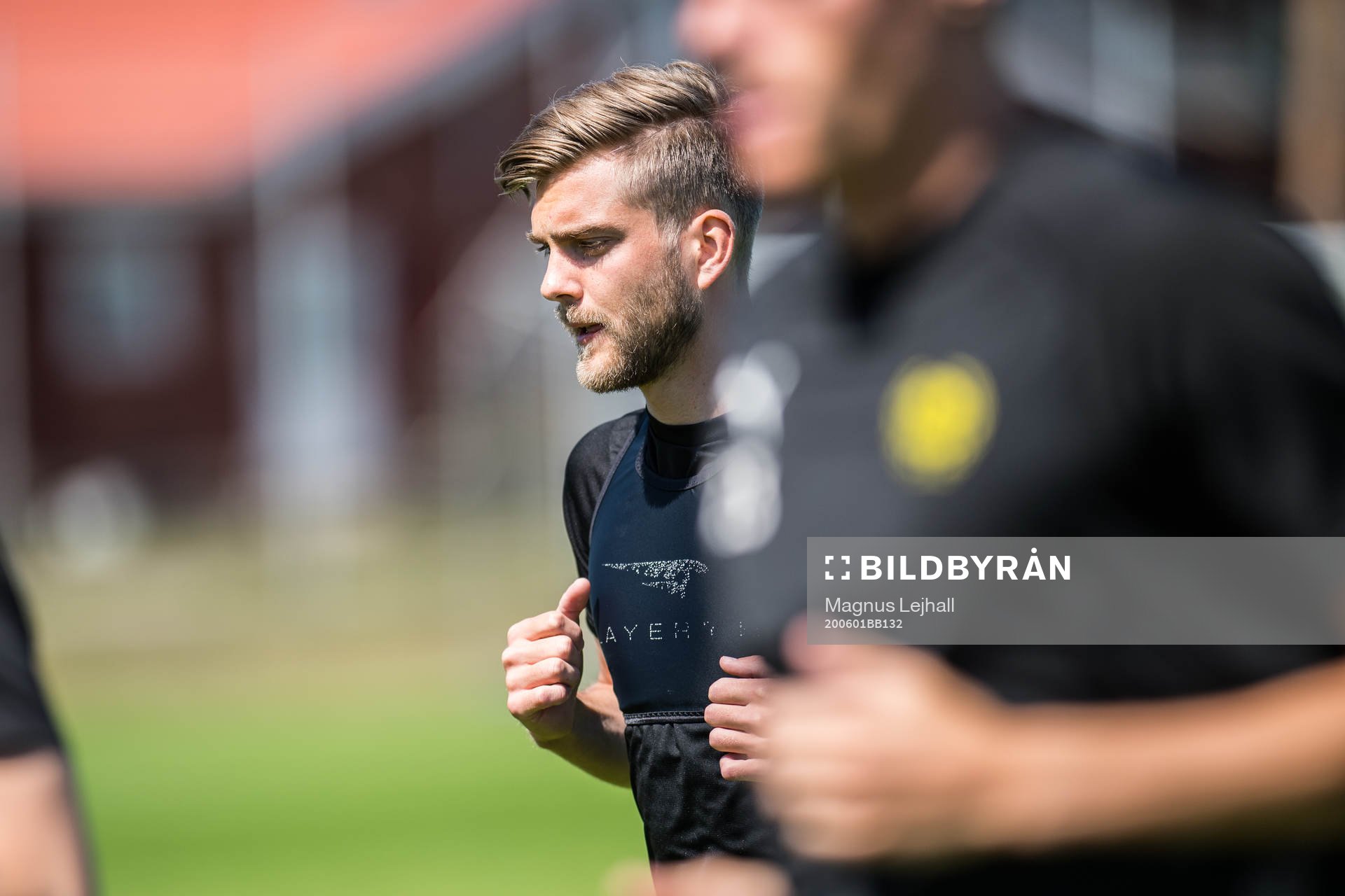 Mjällbys Amer Eriksson Ibragic under en träning med det allsvenska fotbollslaget Mjällby den 1 juni 2020 i Mjällby.
