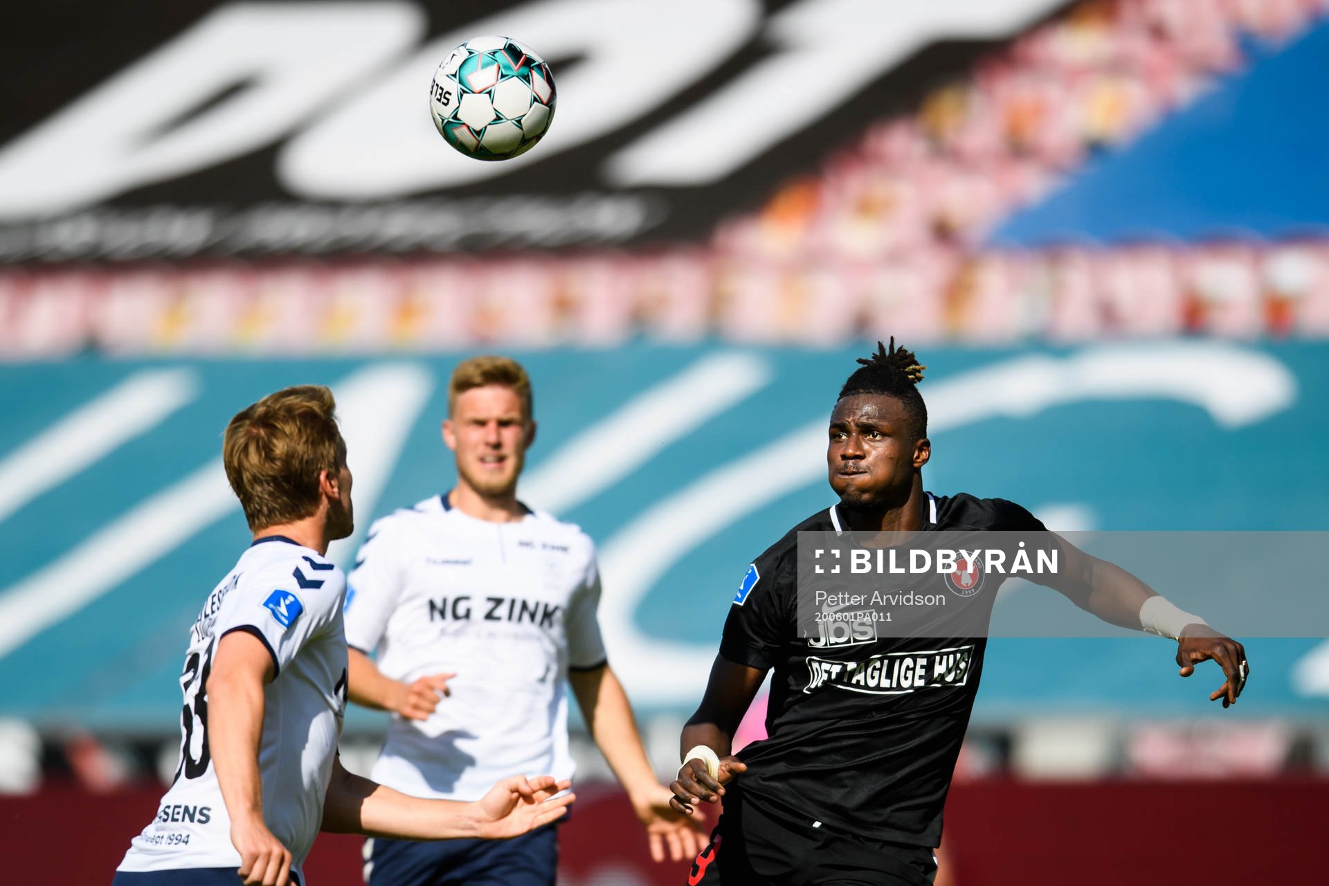 Sory Kaba of Midtjylland during the Danish Superliga match between FC Midtjylland and AC Horsens on July 1, 2020 in Herning.