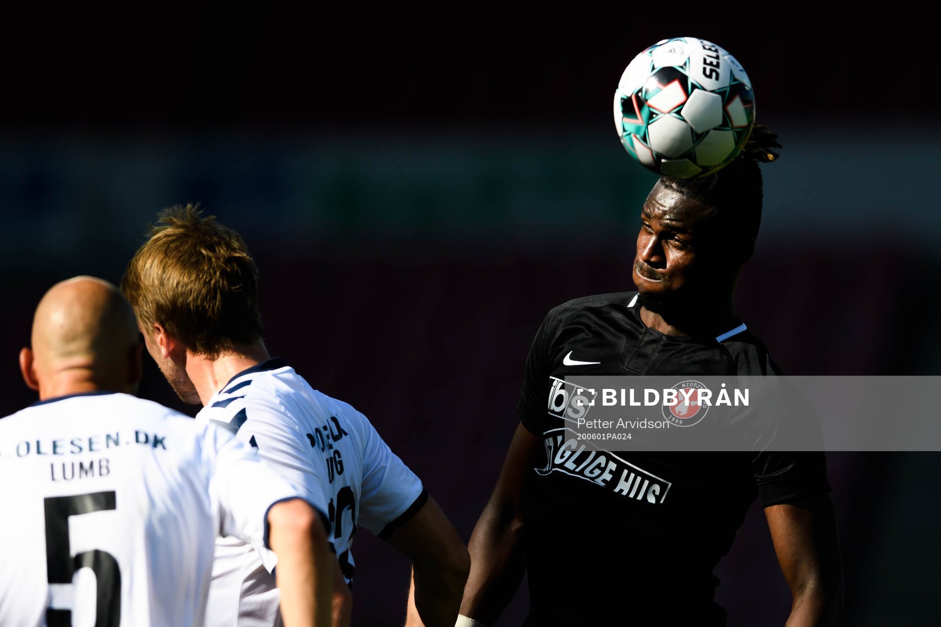Sory Kaba of Midtjylland during the Danish Superliga match between FC Midtjylland and AC Horsens on July 1, 2020 in Herning.