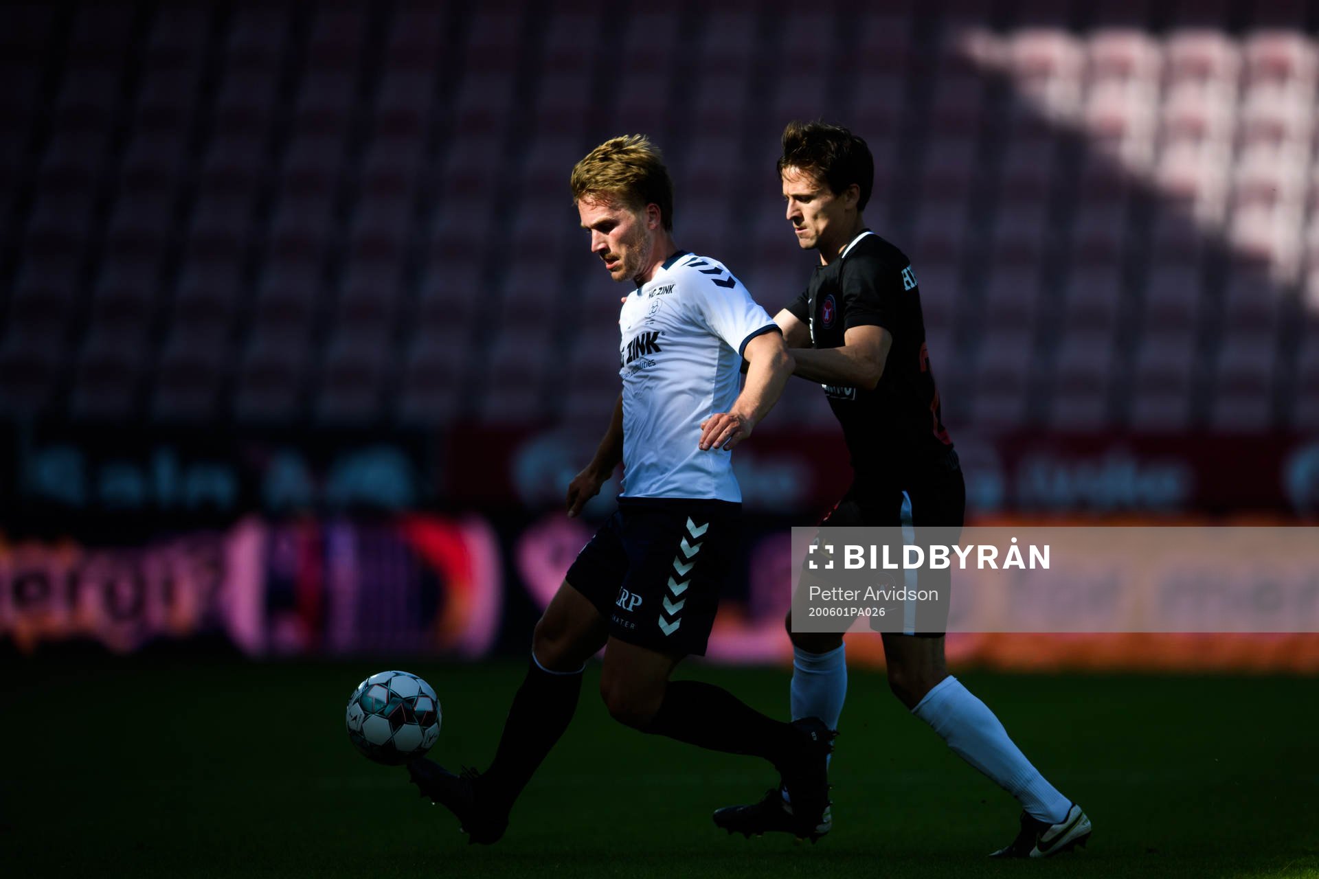 Jonas Gemmer of Horsens and Lasse Vibe of Midtjylland