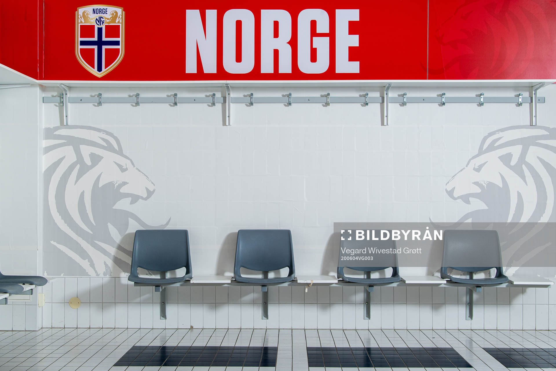 General interior view of the dressing room at Ullevaal