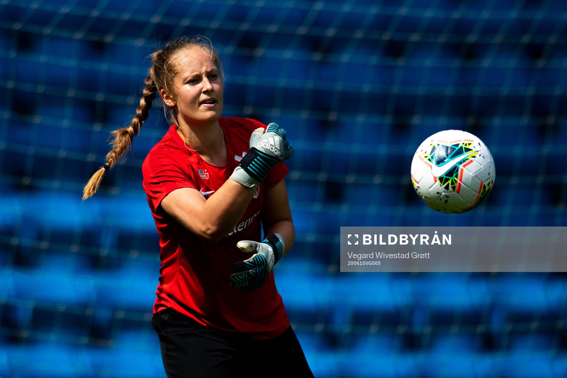 Goalkeeper Aurora Mikalsen of the Norwegian national