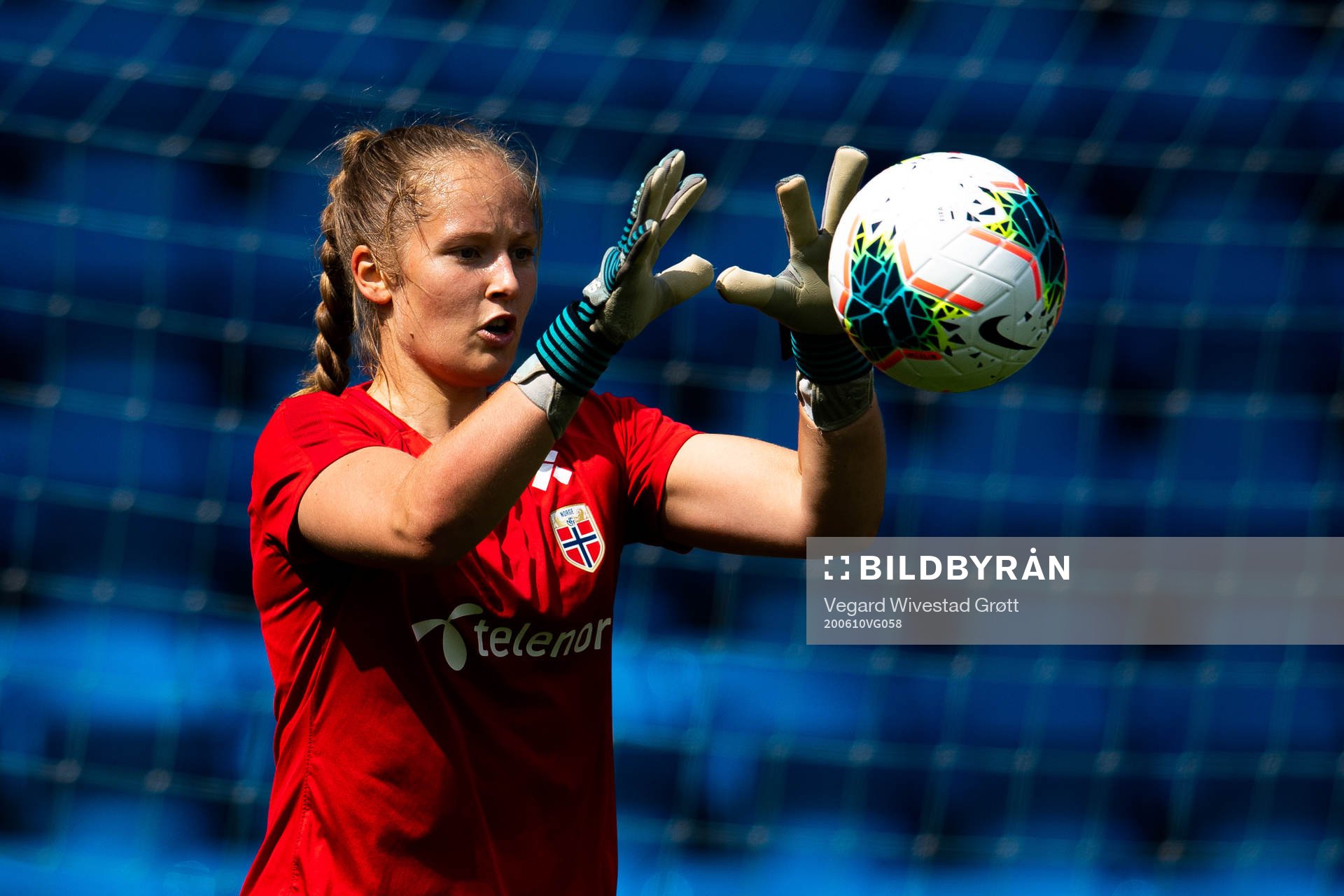 Goalkeeper Aurora Mikalsen of the Norwegian national