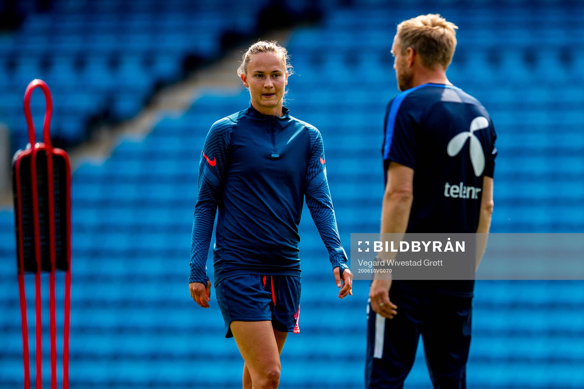 Caroline Graham Hansen and Martin Sjögren, head coach of