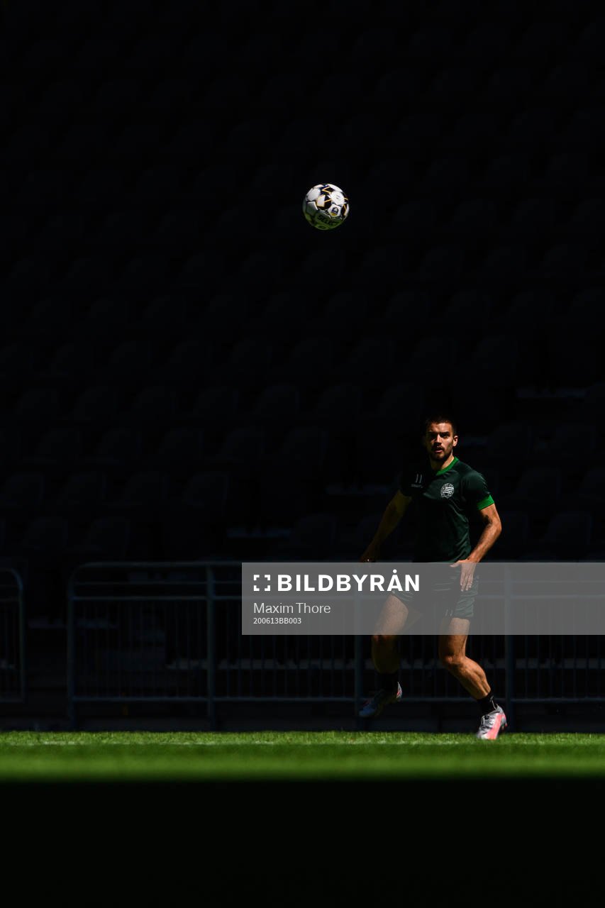 Vladimir Rodic under en träning med Hammarby den 13 juni 2020 i Stockholm.