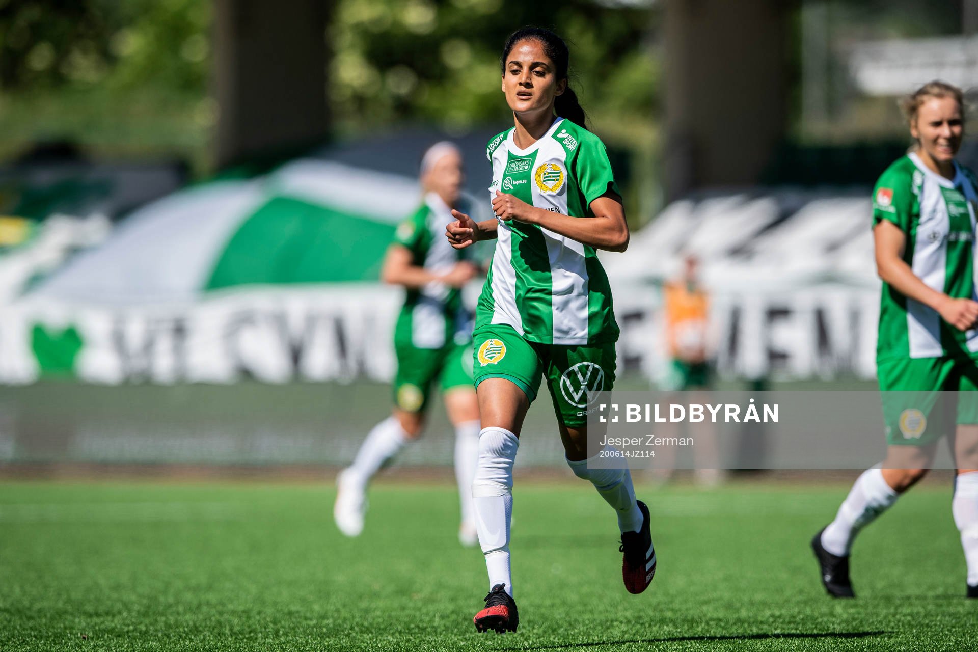 Hammarbys Lawlaw Nazeri under fotbollsmatchen i Elitettan mellan Hammarby och AIK den 14 juni 2020 i Stockholm.