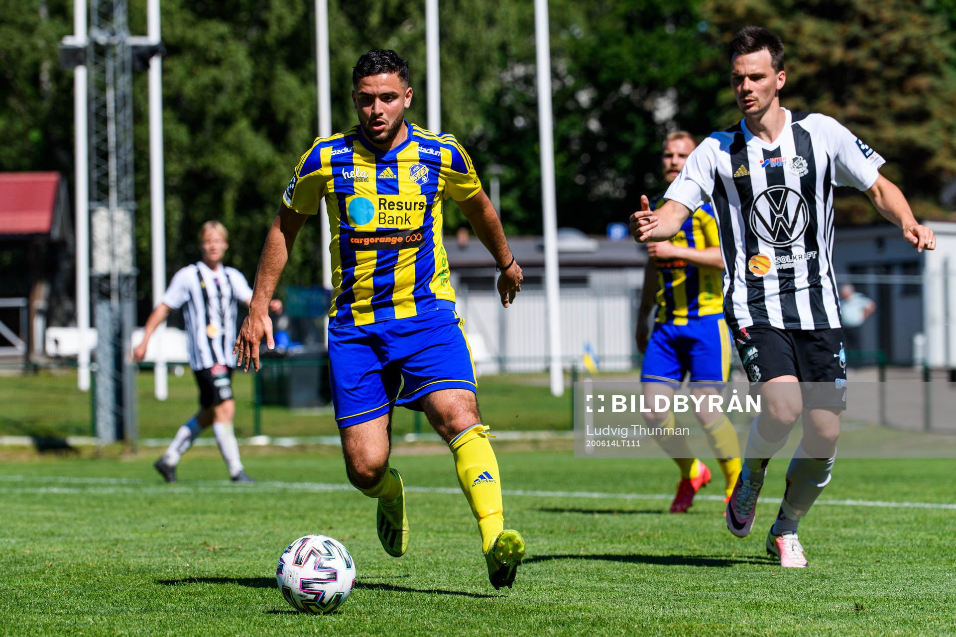 Eskilsminnes Mohammed Hleihel under fotbollsmatchen i Division 1 södra mellan Eskilsminne och Lindome den 14 juni 2020 i Helsingborg.