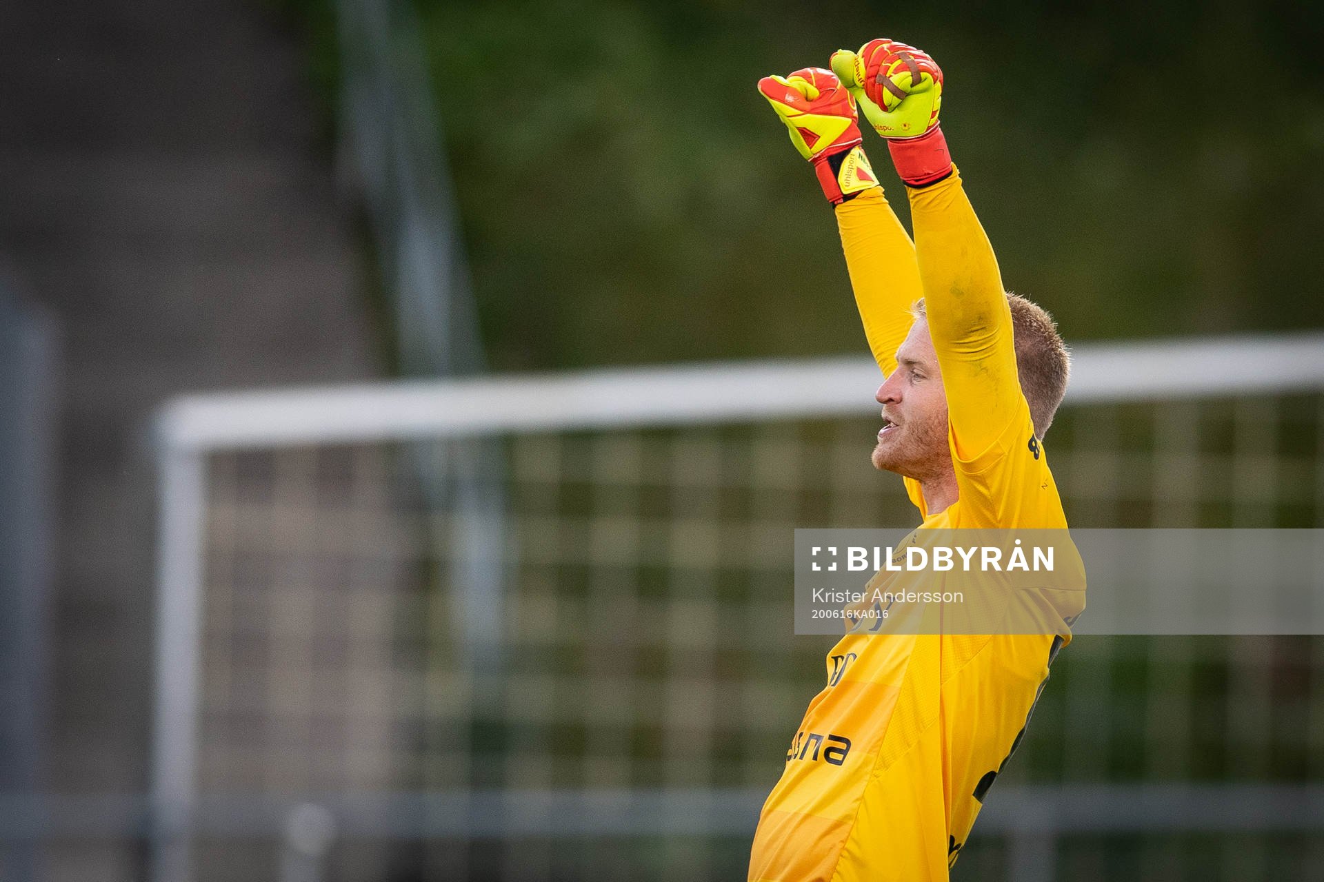 Trelleborgs målvakt Hampus Nilsson jublar