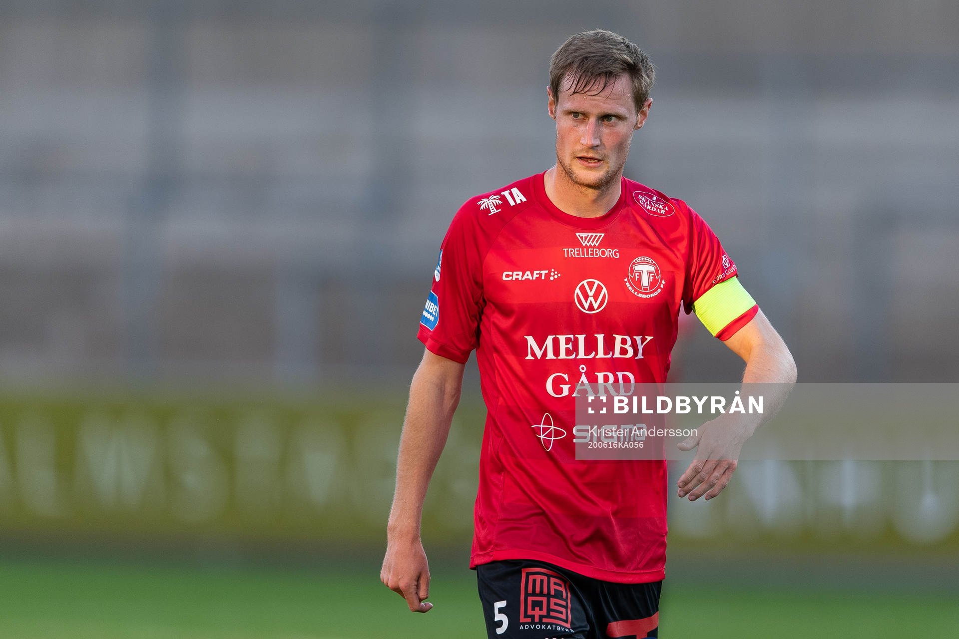 Trelleborgs Anton Tideman under fotbollsmatchen i Superettan  mellan Halmstad och Trelleborg den 16 juni 2020 i Halmstad.