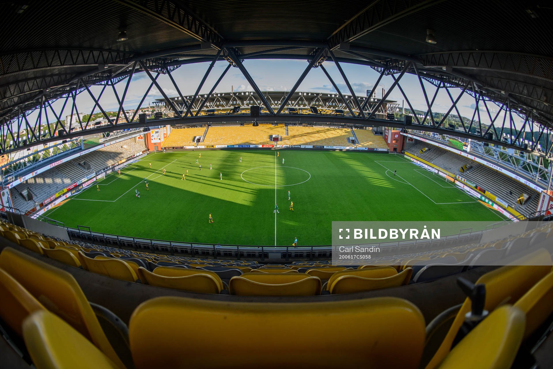 Vy över Borås arena under fotbollsmatchen i Allsvenskan mellan Elfsborg och Hammarby den 17 juni 2020 i Borås.
