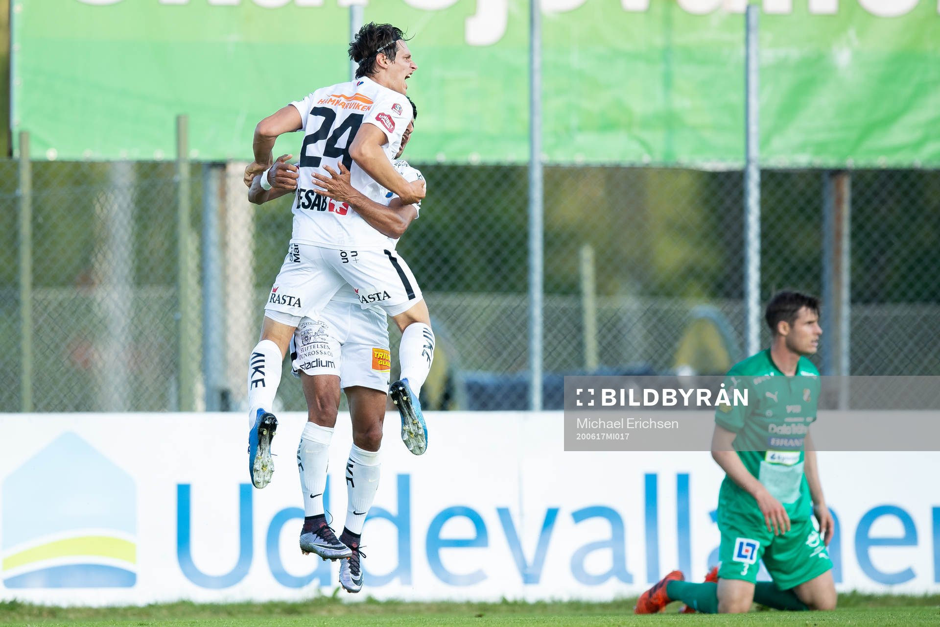 Örgrytes Kevin Ackermann jublar efter 1-0 under fotbollsmatchen i Superettan  mellan Ljungskile och Örgryte den 17 juni 2020 i Ljungskile.
