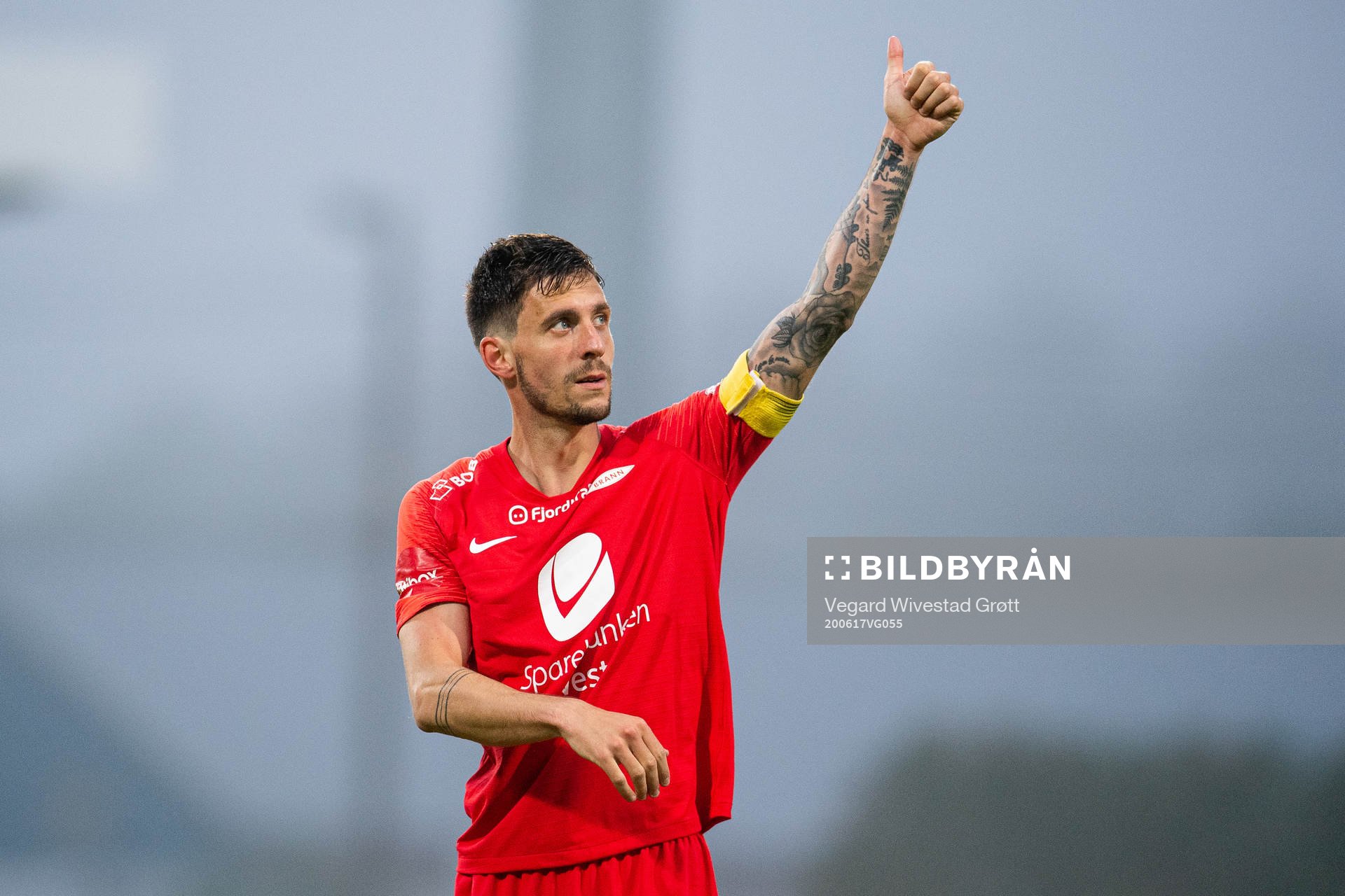 Daniel Alexander Pedersen of Brann after the Eliteserien football match between Haugesund and Brann on June 17, 2020 in Haugesund.