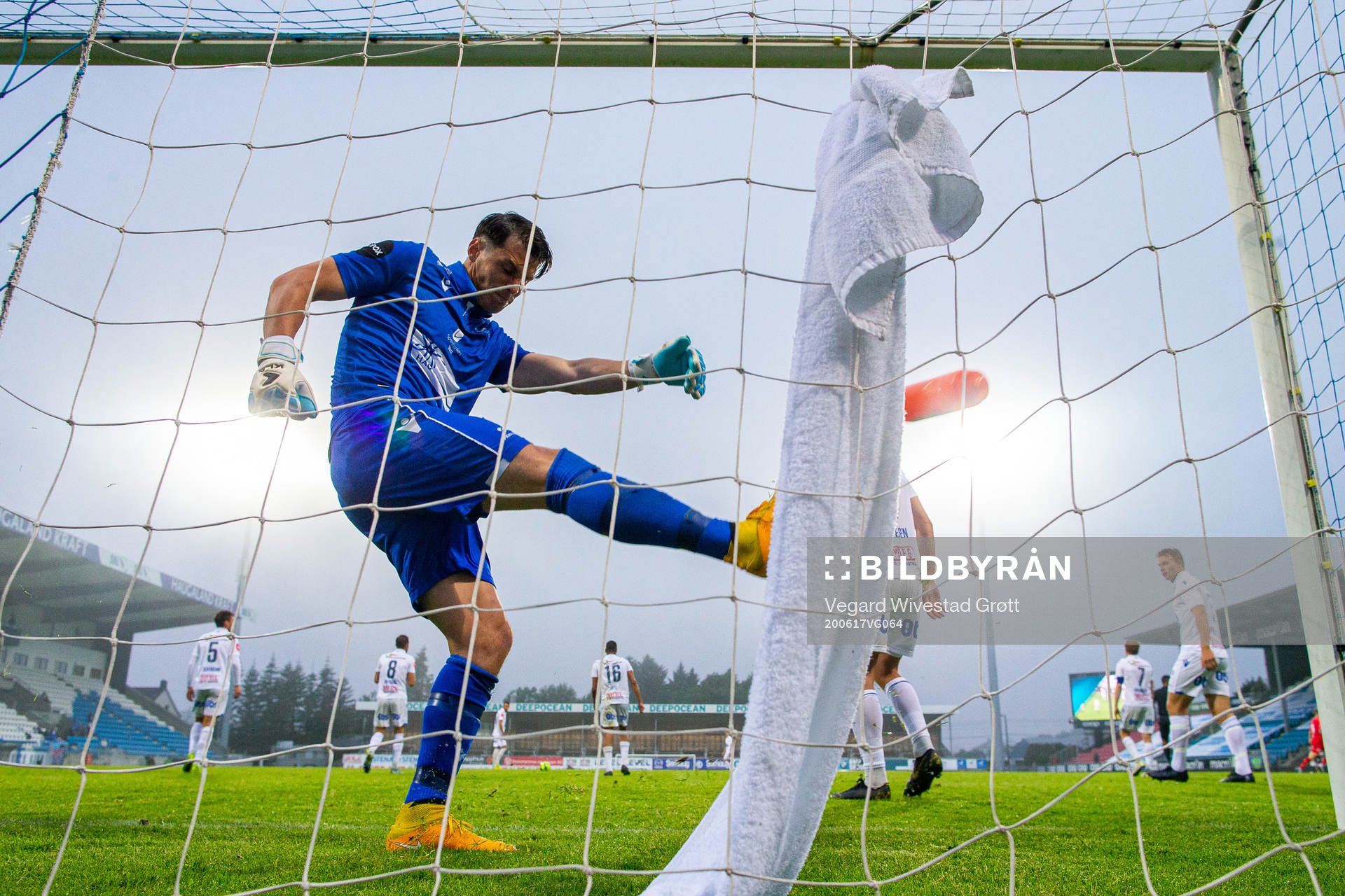Goalkeeper Helge Sandvik of Haugesund reacts