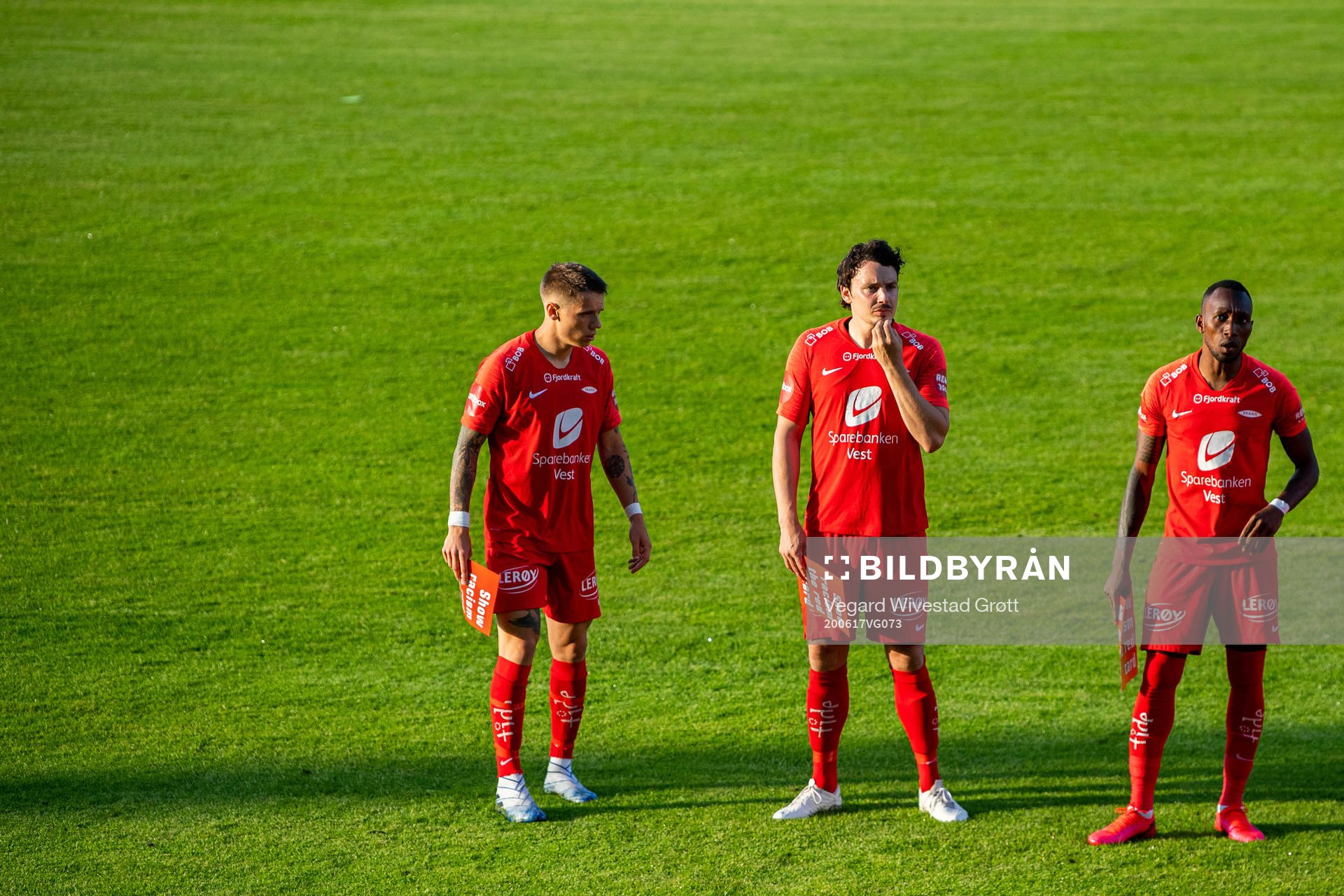 Robert Taylor, Vegard Forren and Daouda Bamba of Brann line