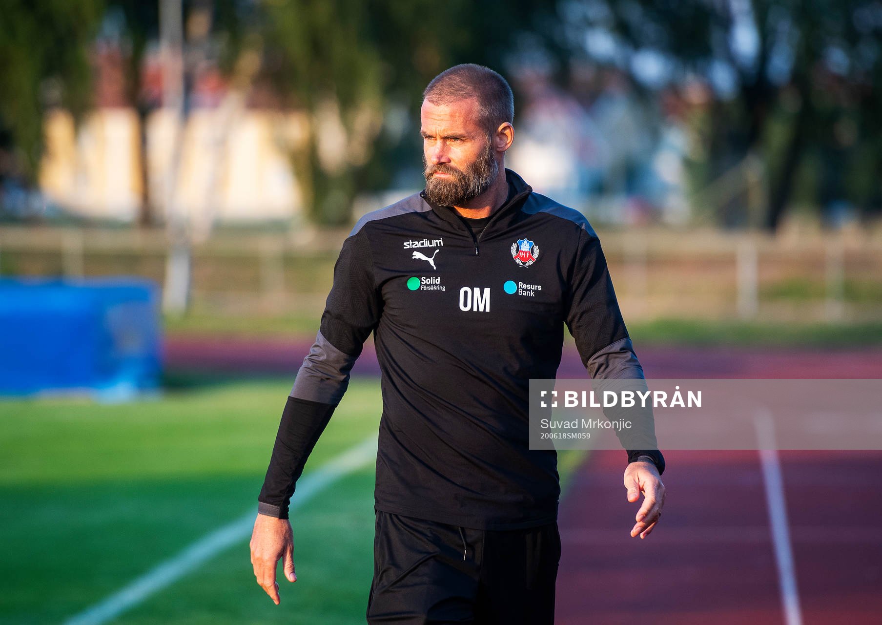 Helsingborgs tränare Olof Mellberg under fotbollsmatchen i Allsvenskan mellan Kalmar och Helsingborg den 18 juni 2020 i Kalmar.