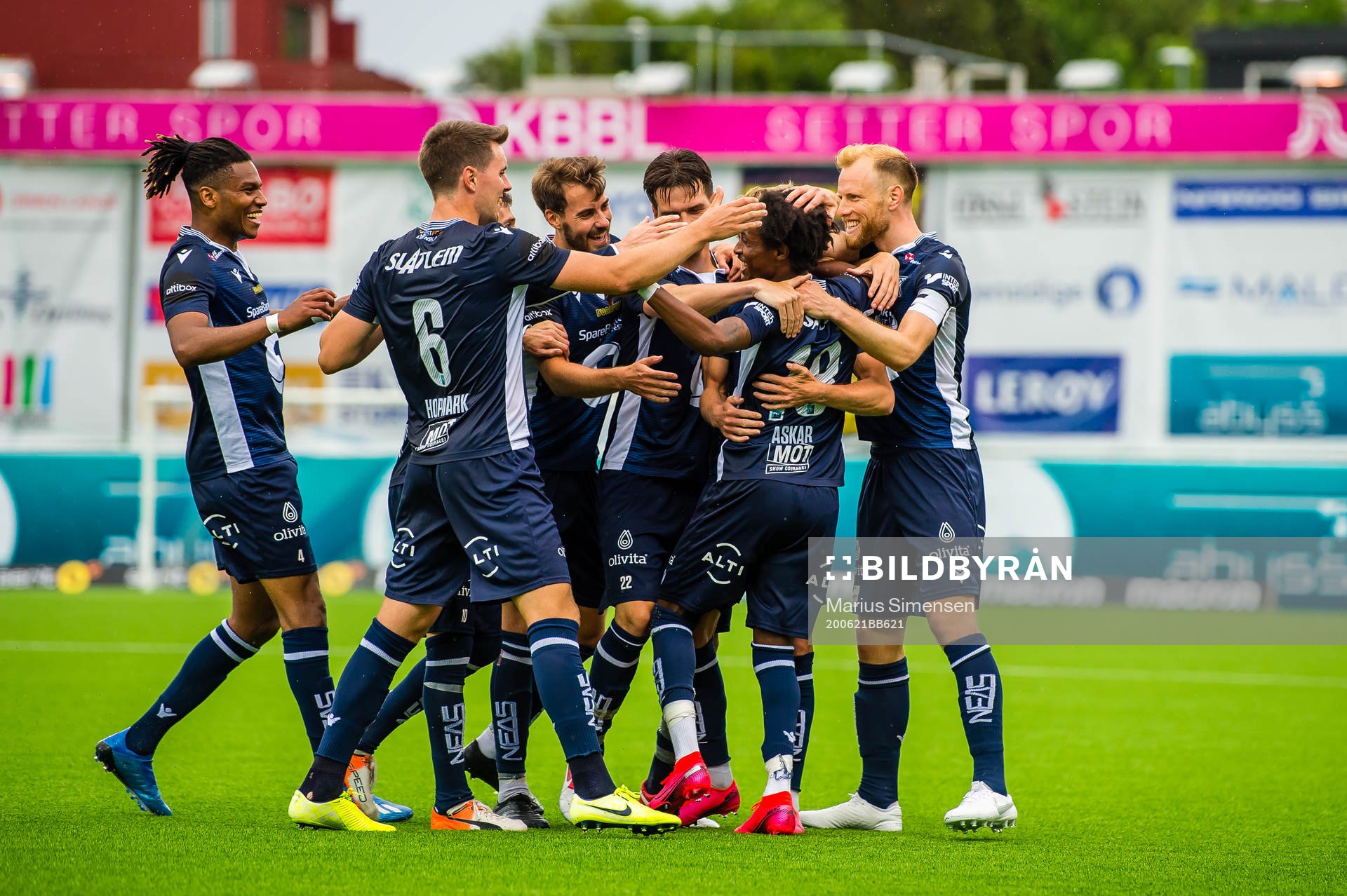 Amin Soleiman Askar of Kristiansund celebrates after scoring the 4-2 goal during the Eliteserien match between Kristiansund and Aalesund on June 21, 2020 in Kristiansund.