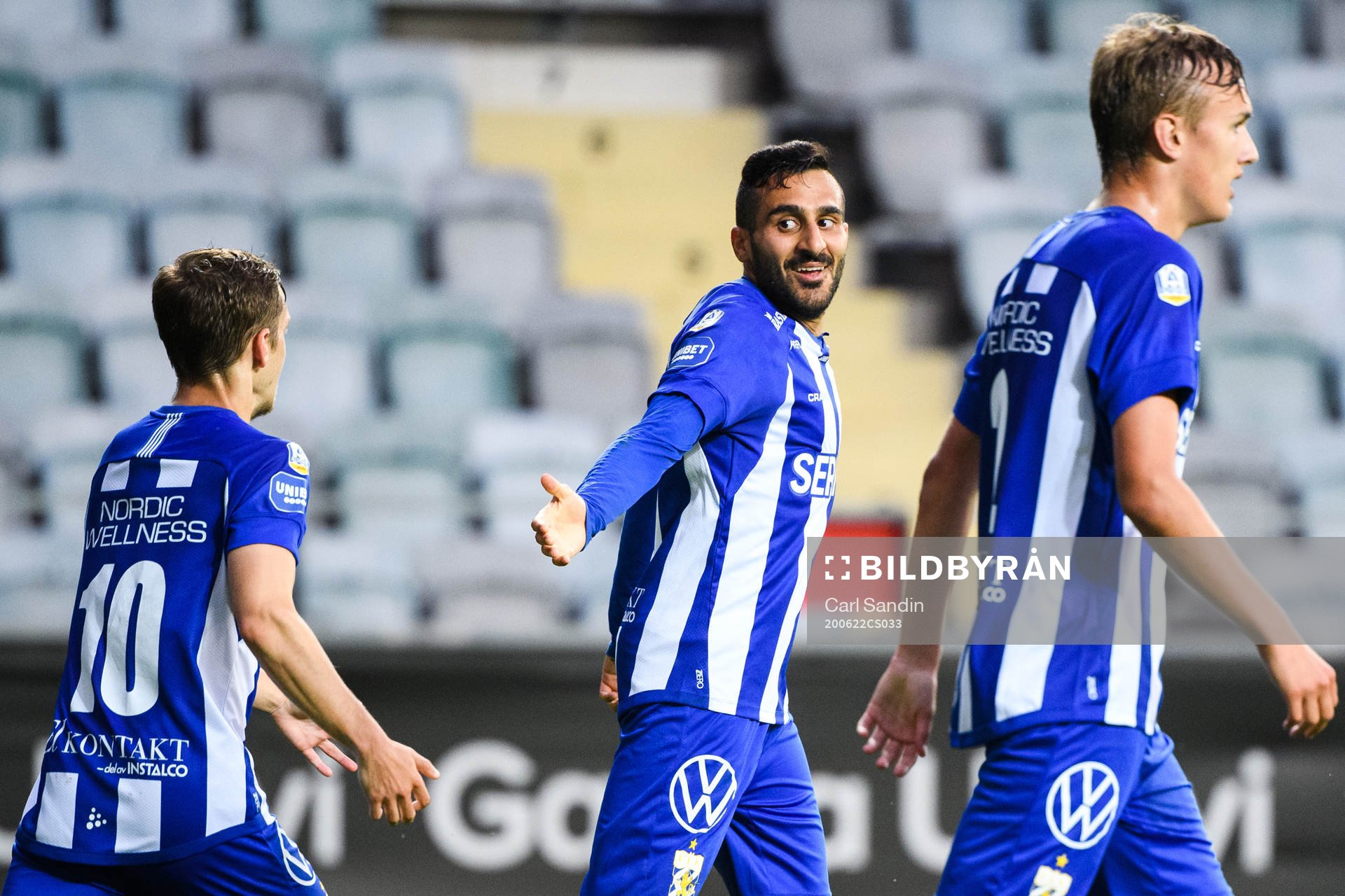 IFK Göteborgs Sargon Abraham jublar efter 2-2 under fotbollsmatchen i Allsvenskan mellan IFK Göteborg och Mjällby den 22 juni 2020 i Göteborg.