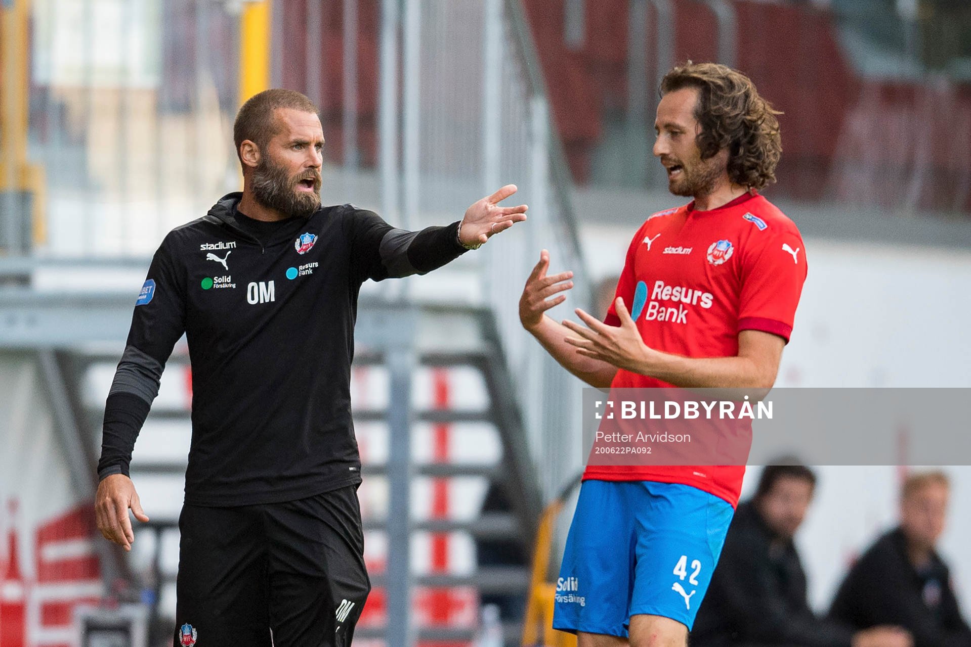 Helsingborgs tränare Olof Mellberg och Mikkel Mix Diskerud