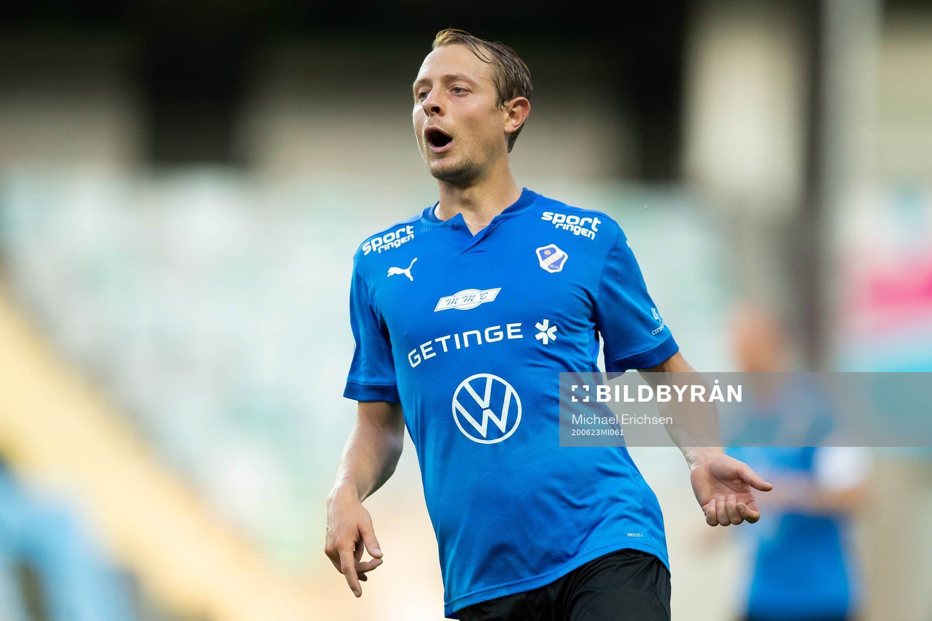 Halmstads Joel Allansson under fotbollsmatchen i Superettan  mellan Örgryte och Halmstad den 23 juni 2020 i Göteborg.