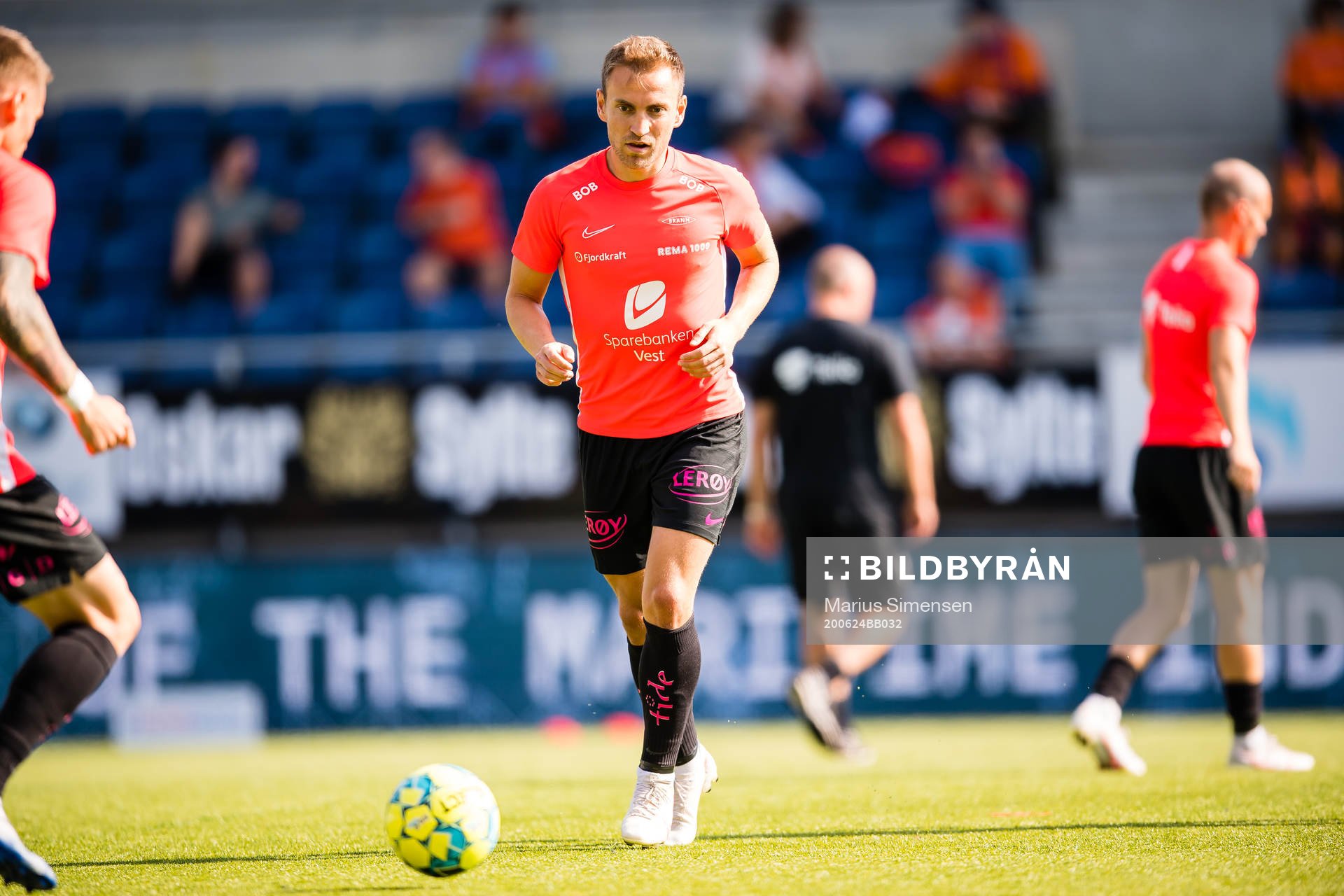 Amer Ordagic of Brann during warm-up ahead of the Eliteserien match between Aalesund and Brann on June 24, 2020 in Ålesund.