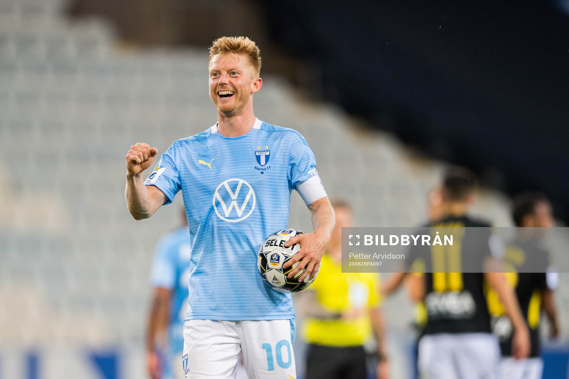 Malmö FFs Anders Christiansen jublar efter kvartsfinalen i Svenska Cupen mellan Malmö FF och AIK den 25 juni 2020 i Malmö.