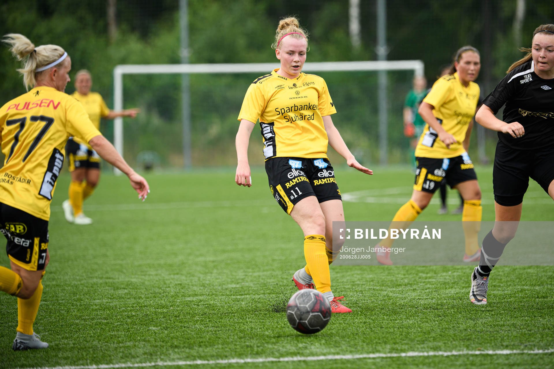 Elfsborgs Leann Nyström under fotbollsmatchen i division 4 dam mellan Kronäng och Elfsborg den 28 juni 2020 i Borås.