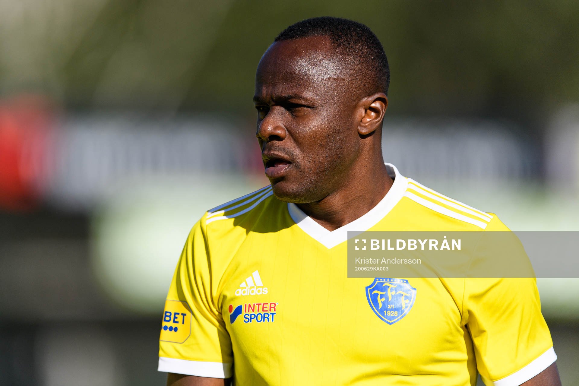 Falkenbergs Nsima Peter före fotbollsmatchen i Allsvenskan