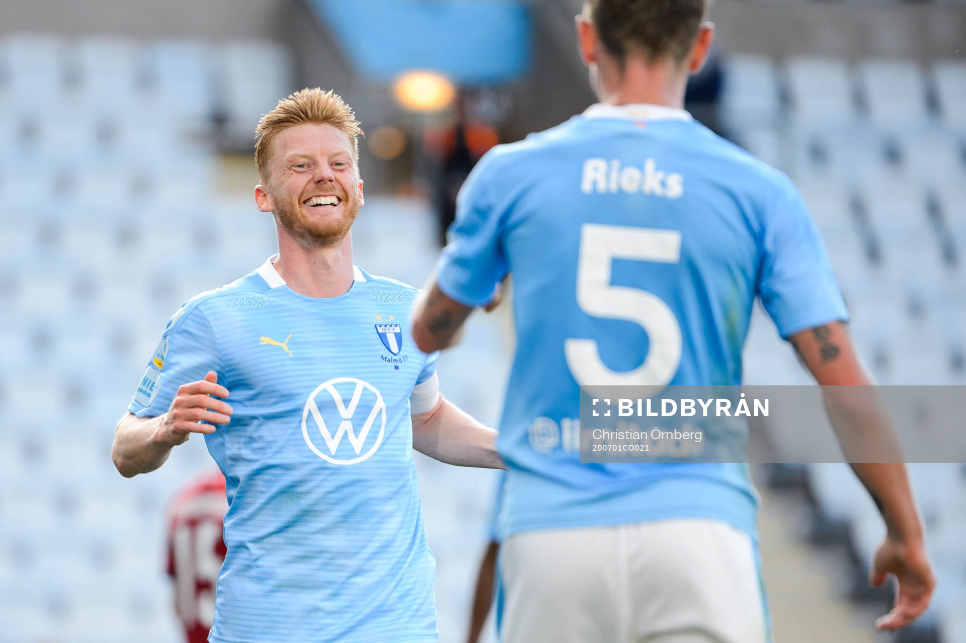 Malmö FFs Anders Christiansen jublar med Sören Rieks