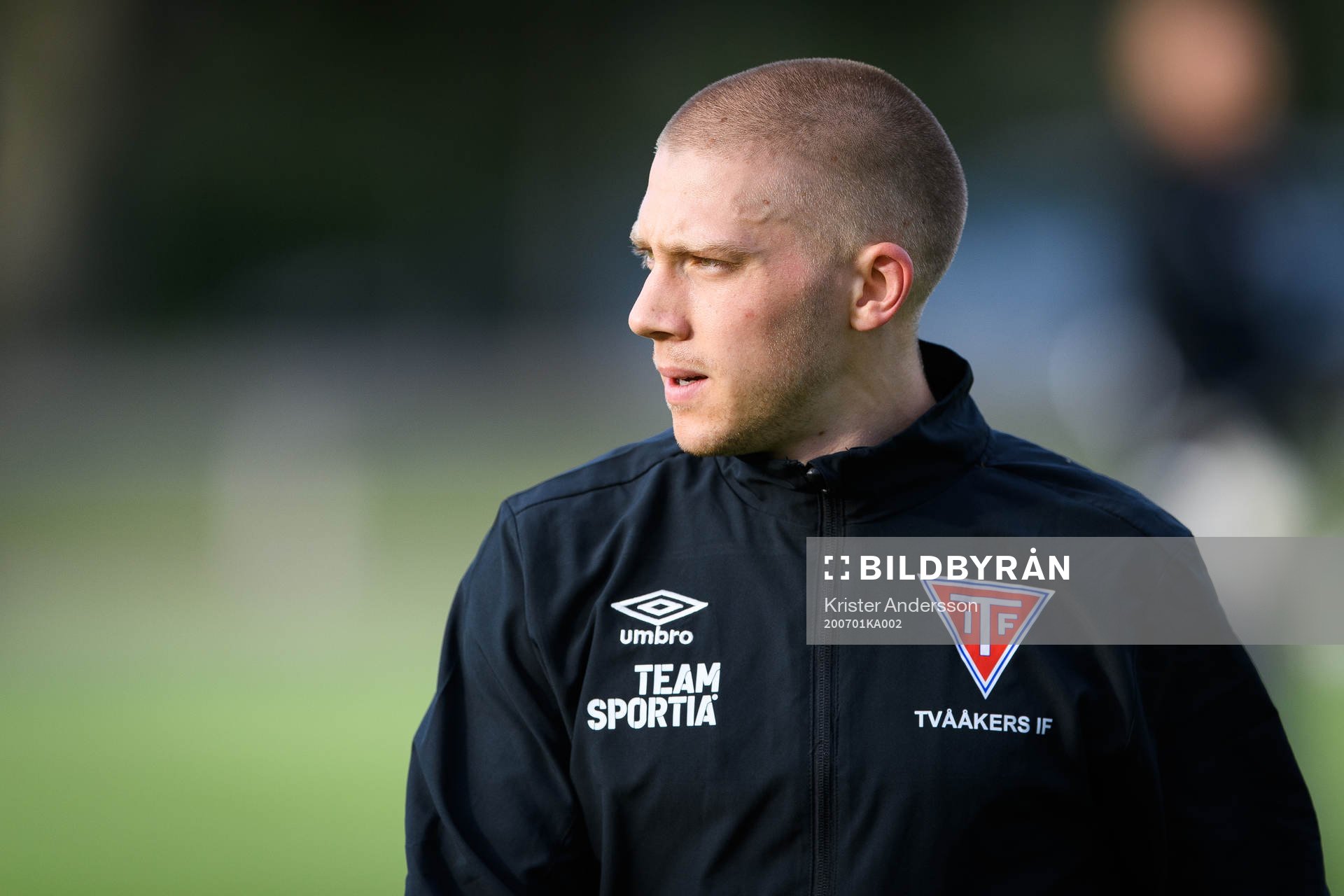 Tvååkers David Struski Persson före fotbollsmatchen i
