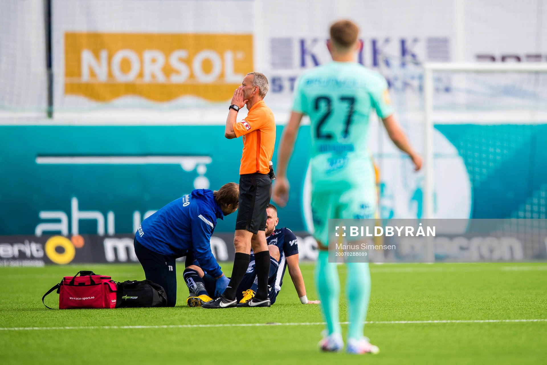 Flamur Kastrati of Kristiansund in pain