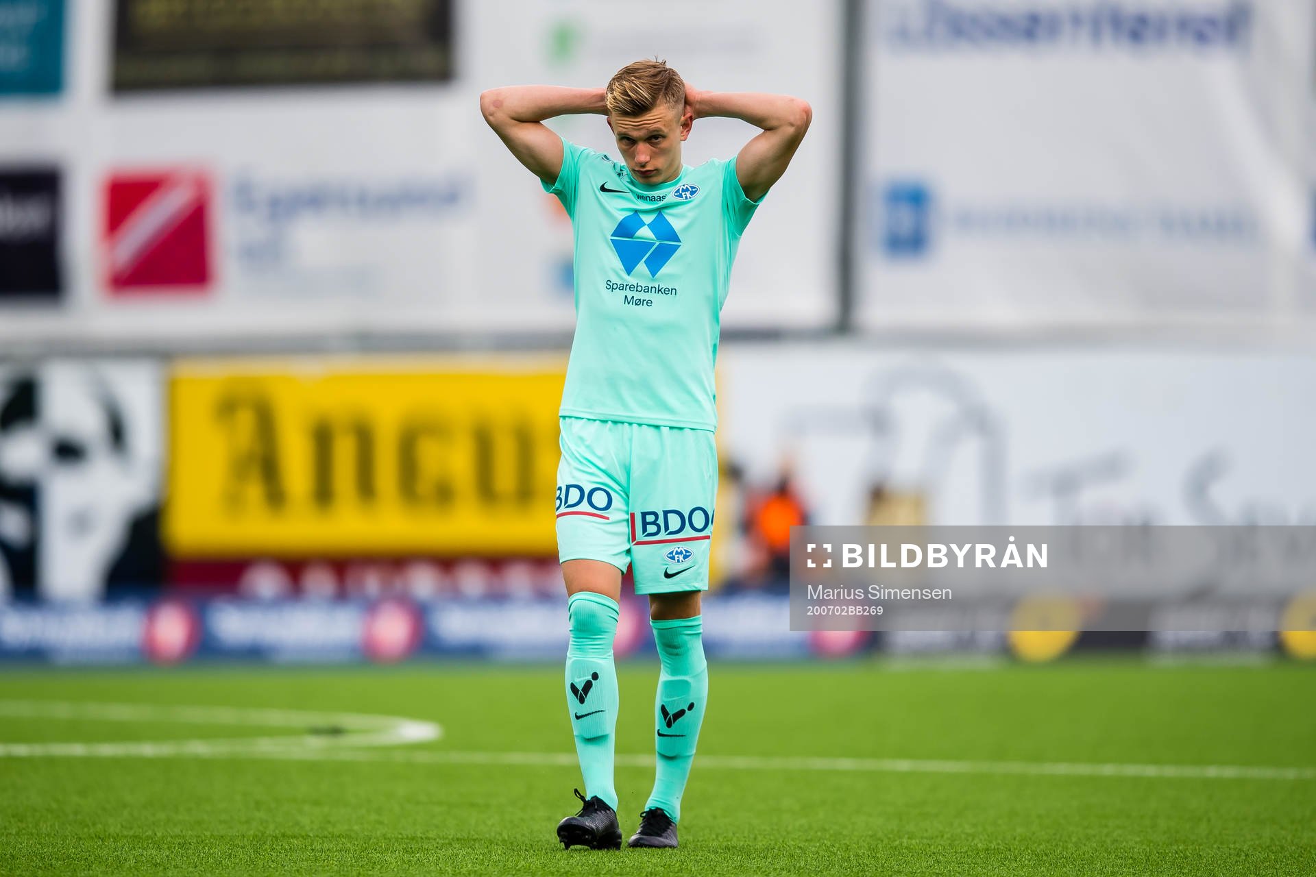 Marcus Holmgren Pedersen of Molde looks dejected