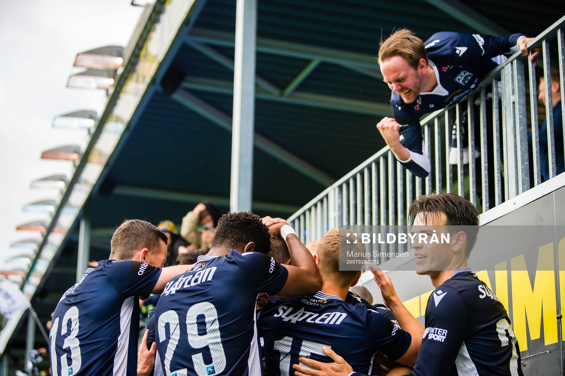 Players of Kristiansund celebrates after the 2-2 goal during the Eliteserien match between Kristiansund and Molde on July 2, 2020 in Kristiansund.