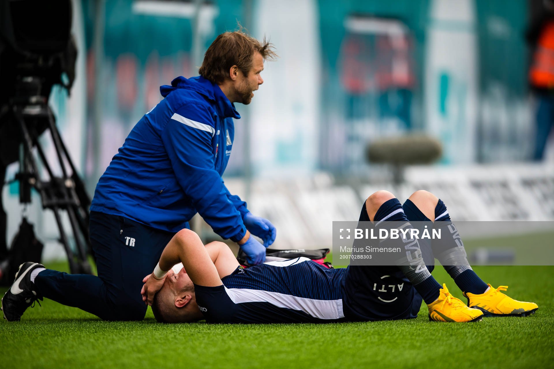 Flamur Kastrati of Kristiansund in pain