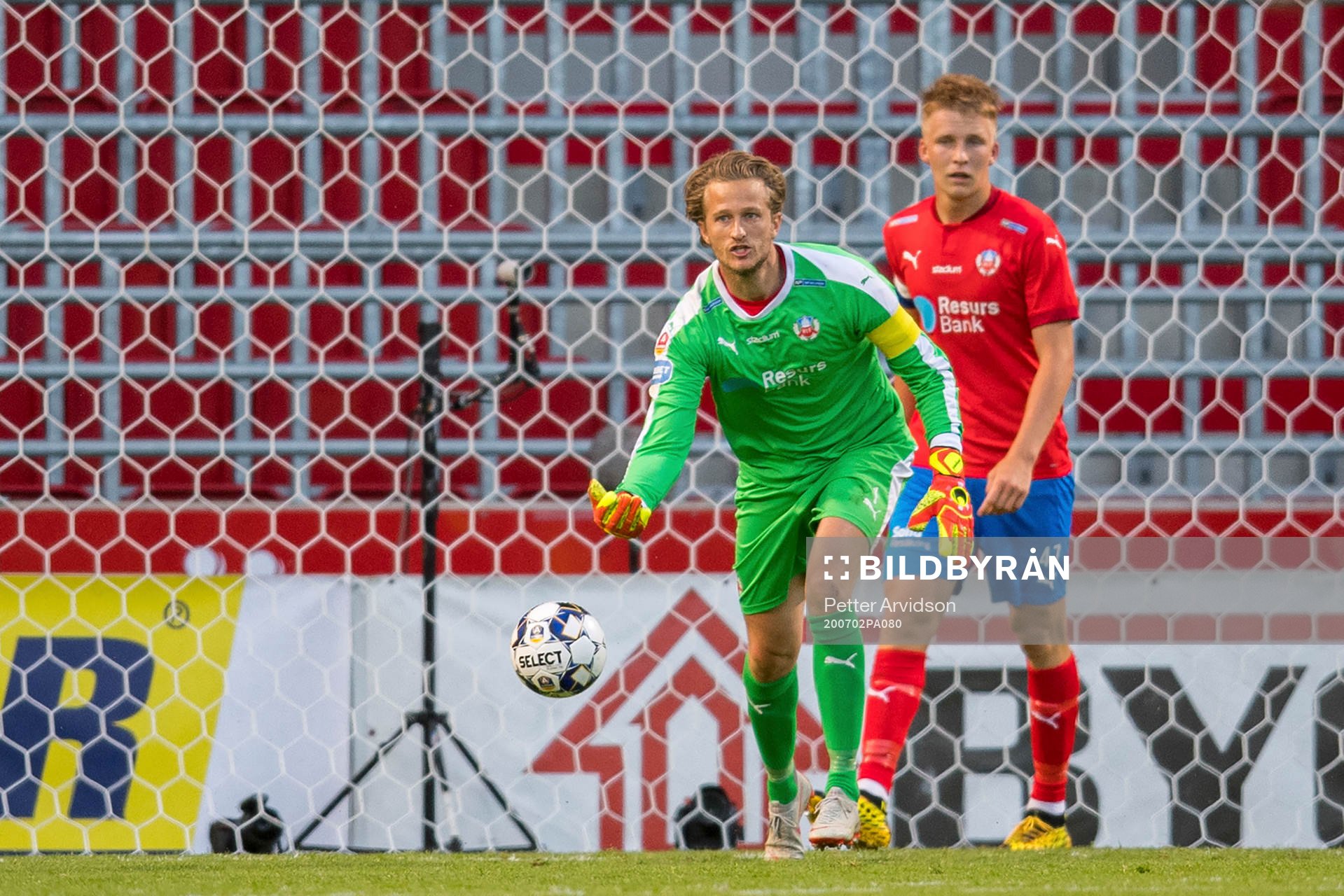 Helsingborgs målvakt Anders Lindegaard under fotbollsmatchen i Allsvenskan mellan Helsingborg och Mjällby den 2 juli 2020 i Helsingborg.