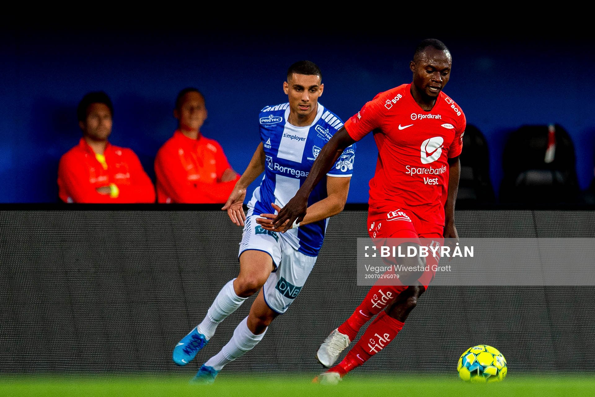 Mohamed Ofkir of Sarpsborg and Gilbert Koomson of Brann