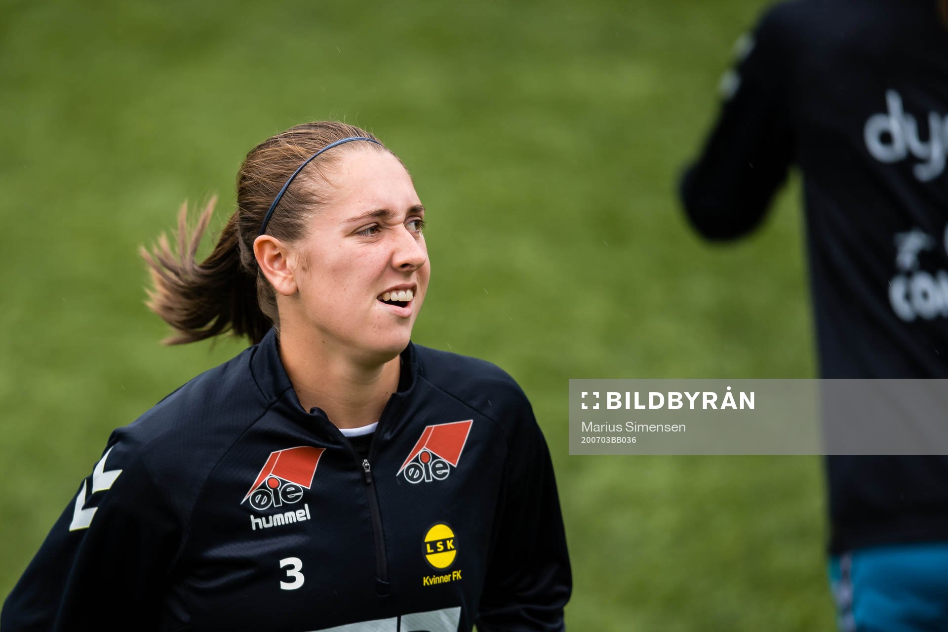 Karly Røstbakken of LSK Kvinner during warm-up ahead of the Toppserien football match between Rosenborg and LSK Kvinner on July 3, 2020 in Trondheim.