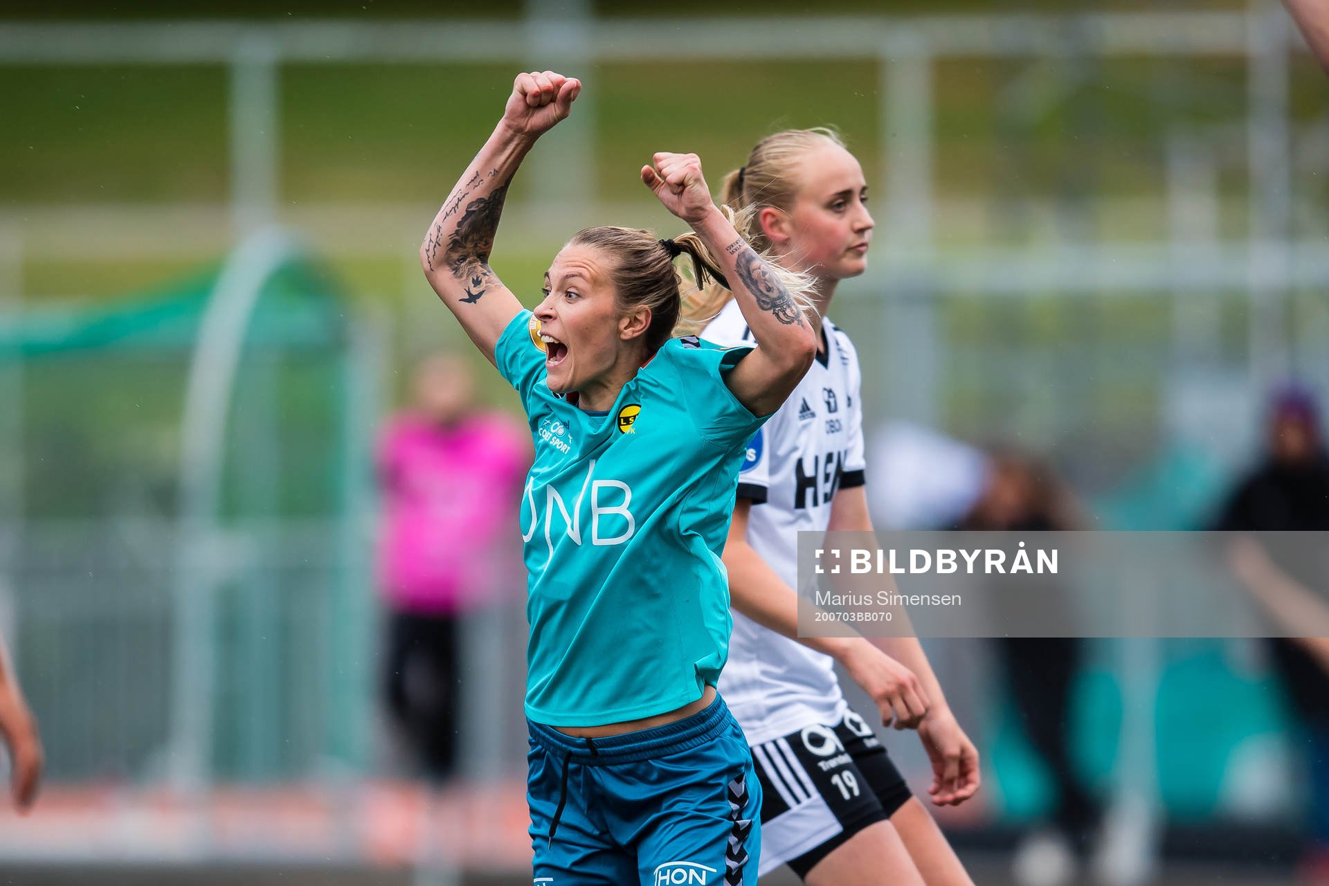 Mimmi Matilda Löfwenius Veum of LSK Kvinner celebrates