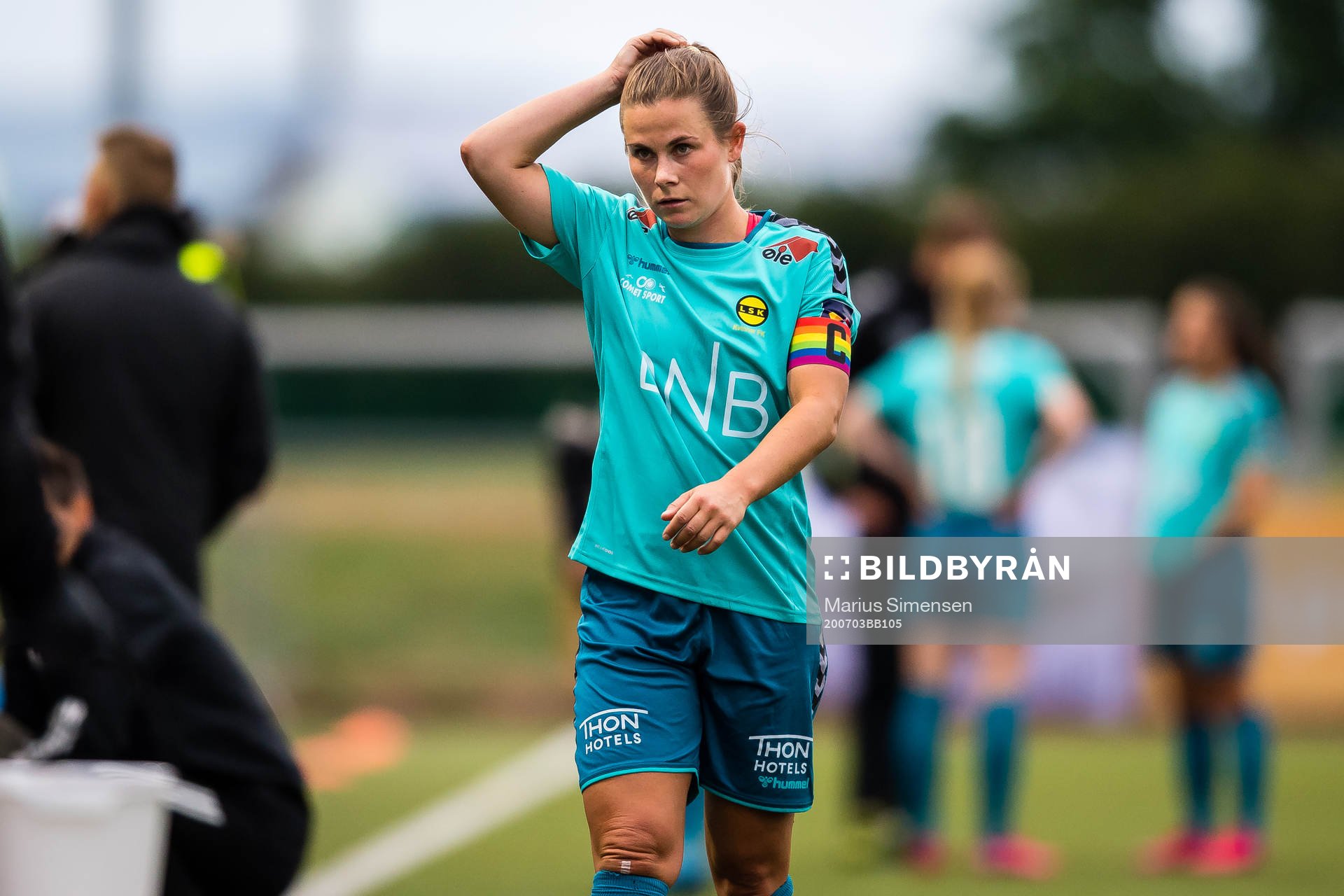 Emilie Bosshard Haavi of LSK Kvinner looks dejected