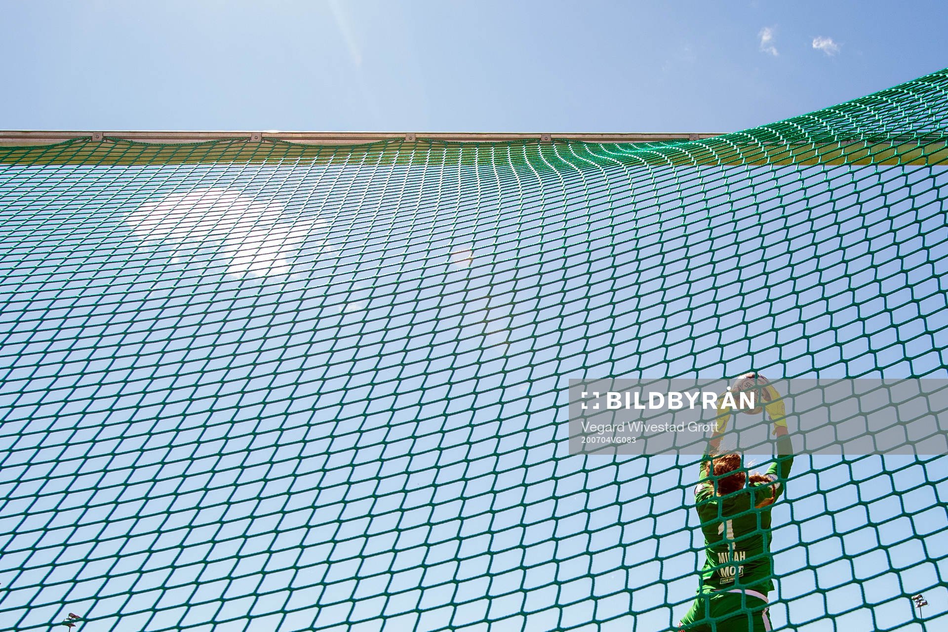 Goalkeeper Teagan Micah of Arna-Bjørnar makes a save during the Toppserien football match between Røa and Arna-Bjørnar on July 4, 2020 in Oslo.