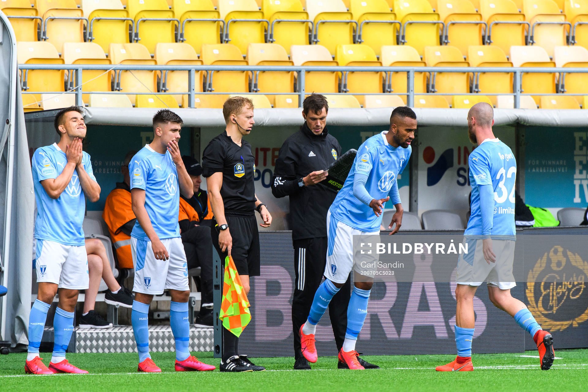 Malmö FFs Jonas Knudsen, Tim Prica och Isaac Kiese Thelin