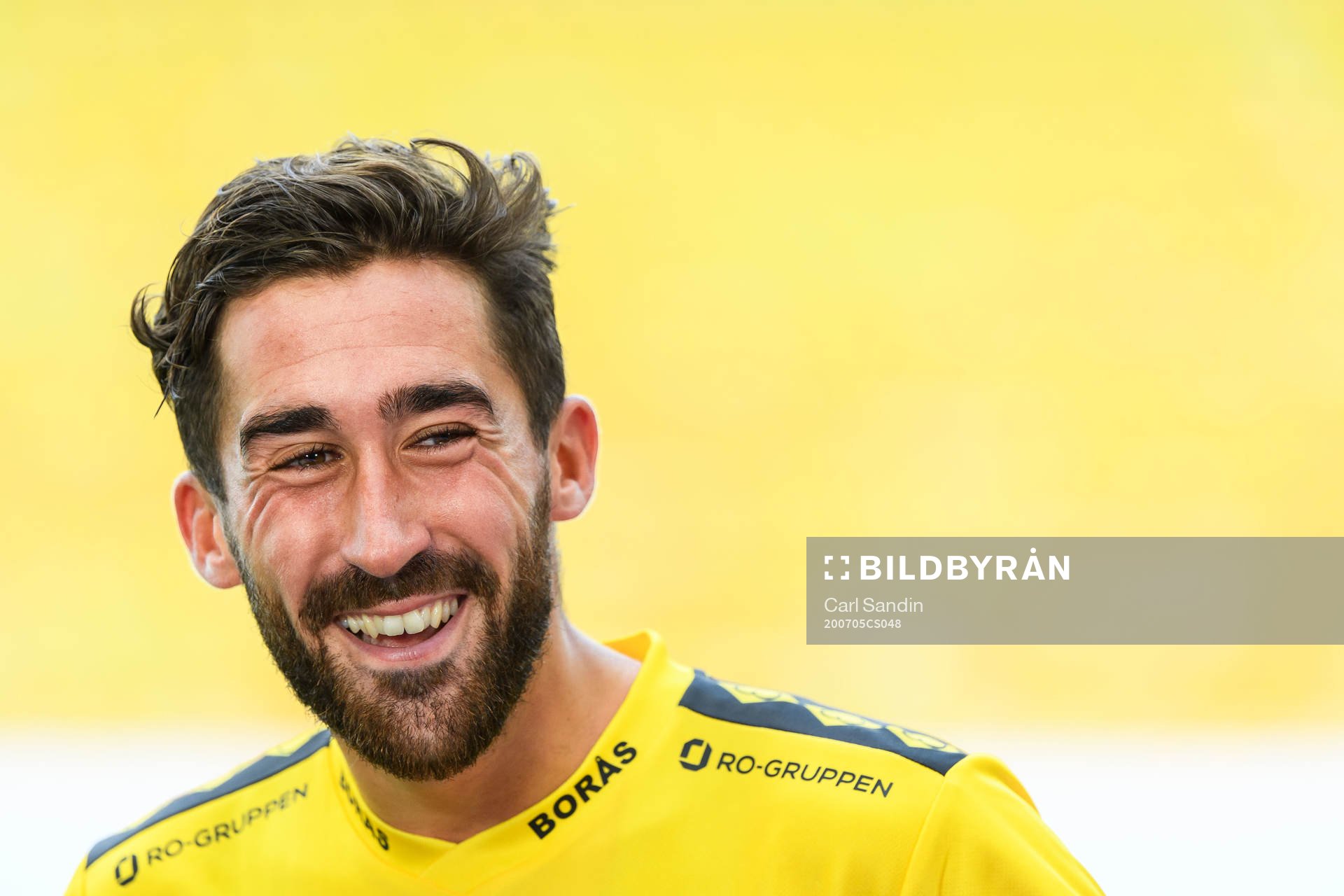 Elfsborgs Frederik Holst jublar efter fotbollsmatchen i Allsvenskan mellan Elfsborg och Malmö FF den 5 juli 2020 i Borås.