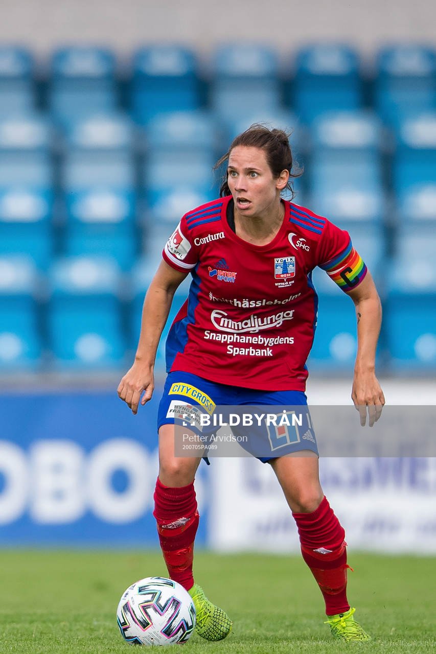 Vittsjös Johanna Andersson under fotbollsmatchen i Damallsvenskan mellan Vittsjö och Linköping den 5 juli 2020 i Vittsjö.